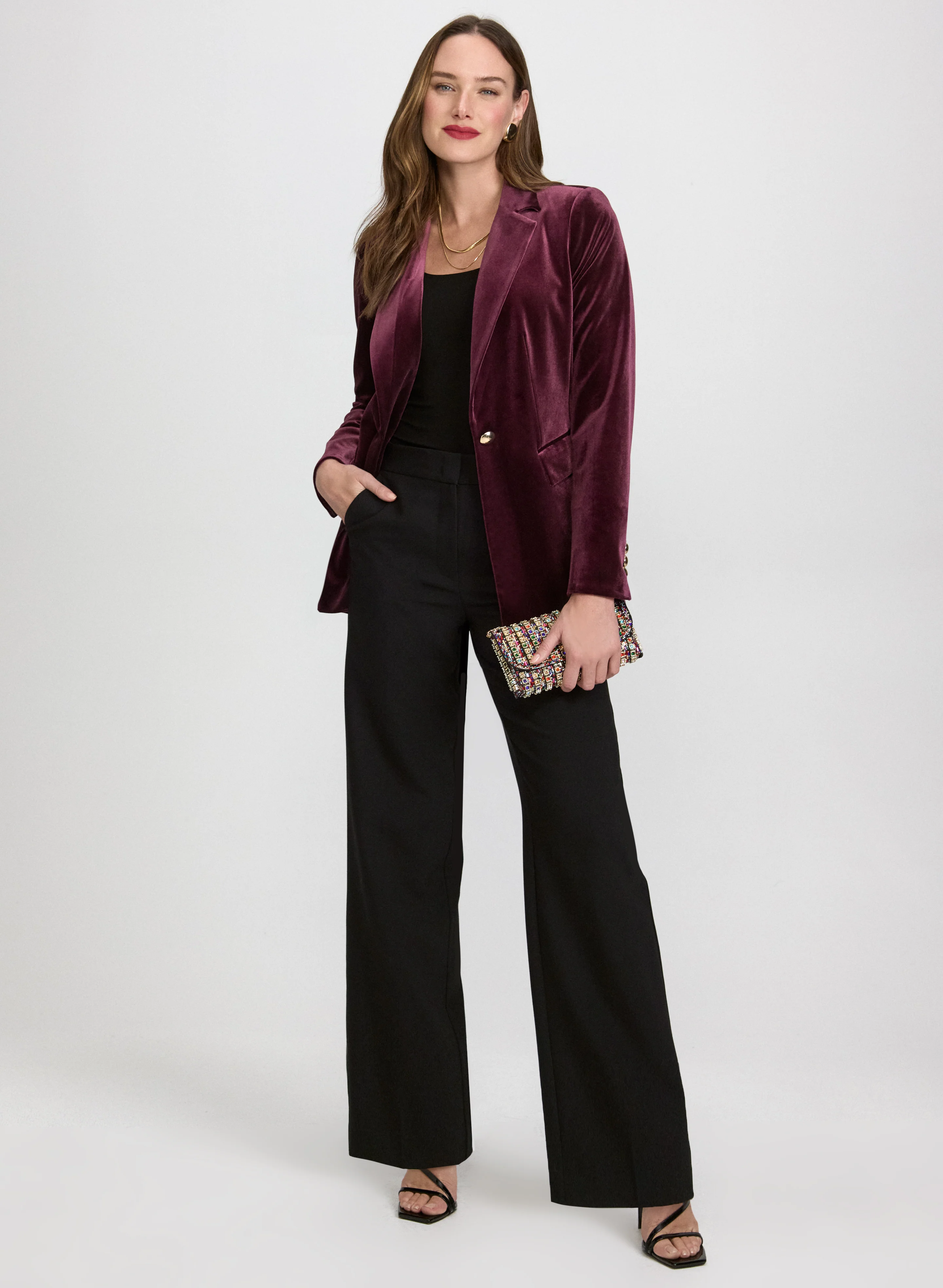 Notched Lapel Blazer & Olivia Wide-Leg Pants