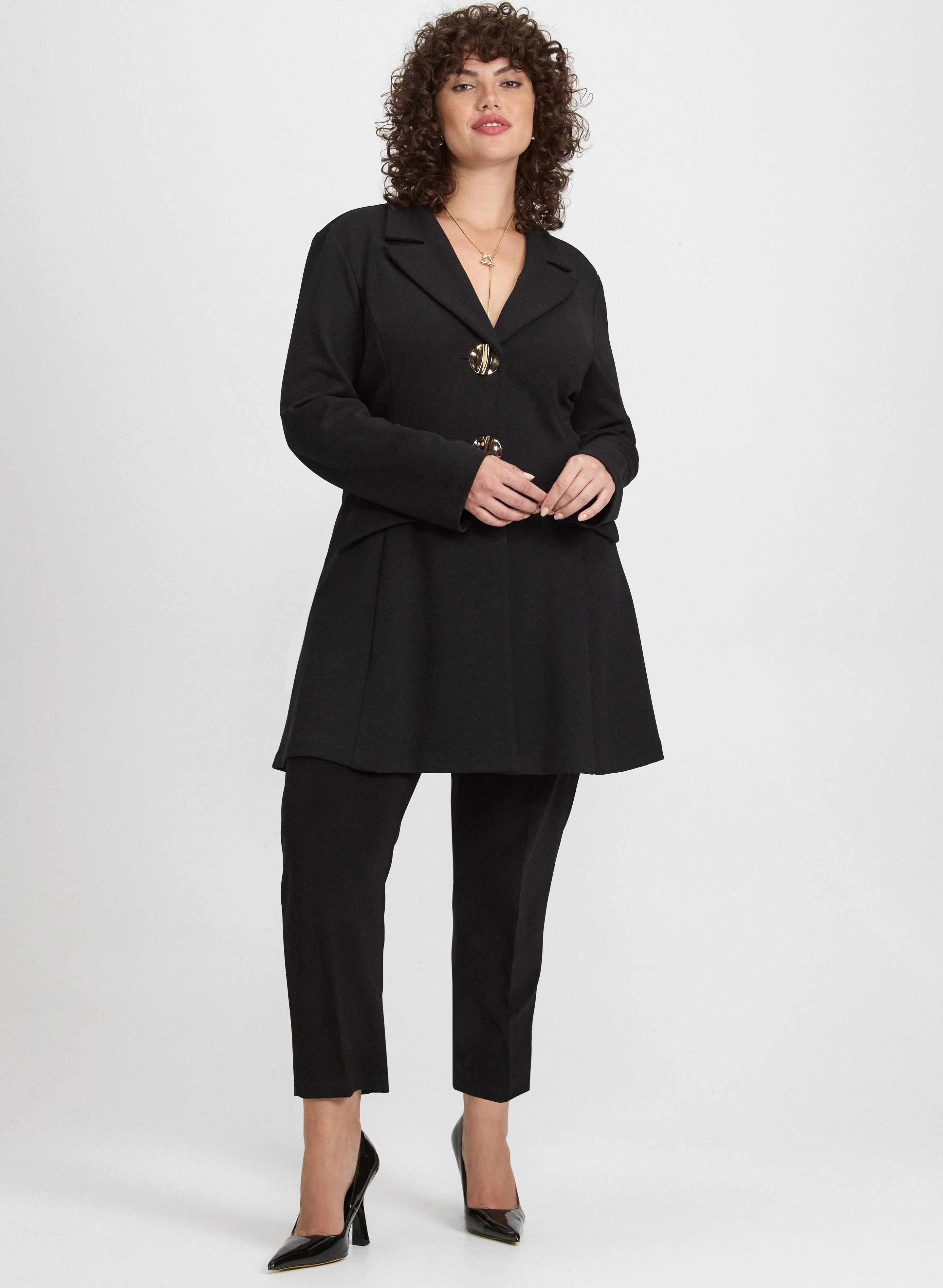 Notched Lapel Jacket & Straight Leg Pants