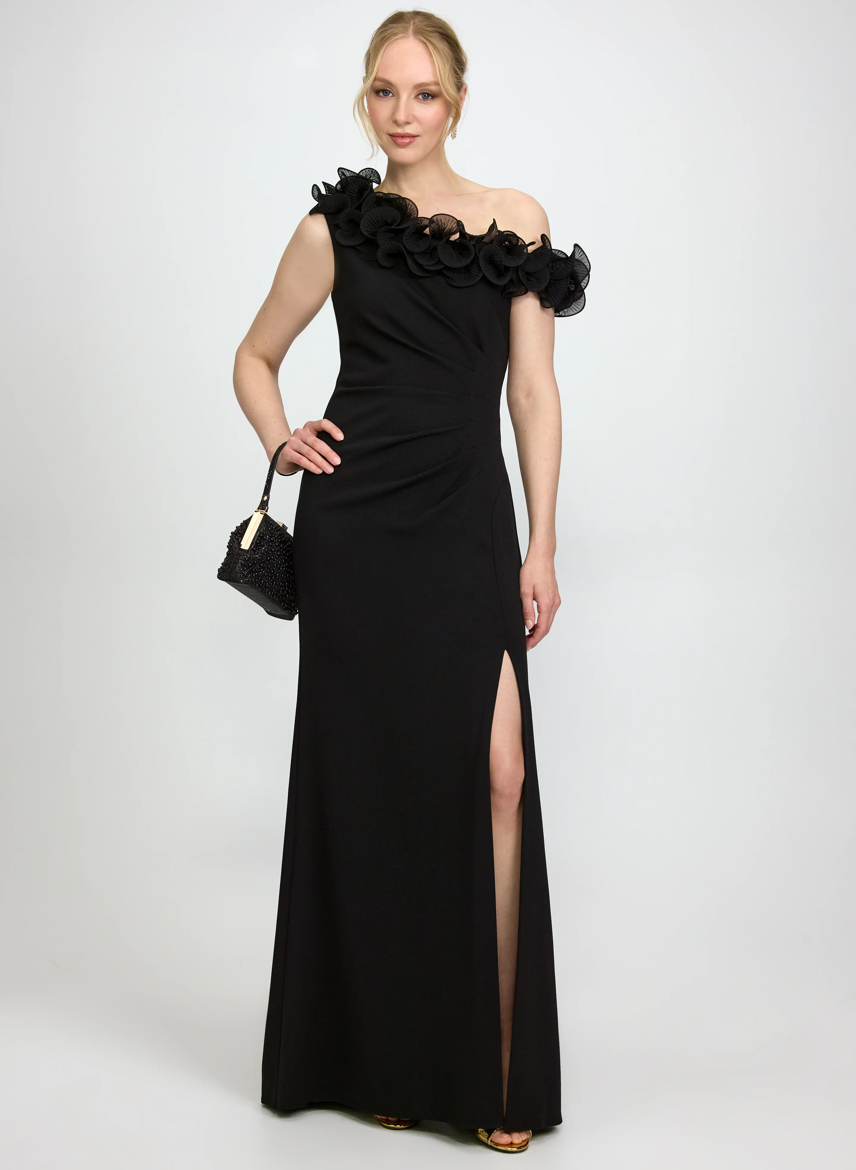 Off-Shoulder Slit Dress