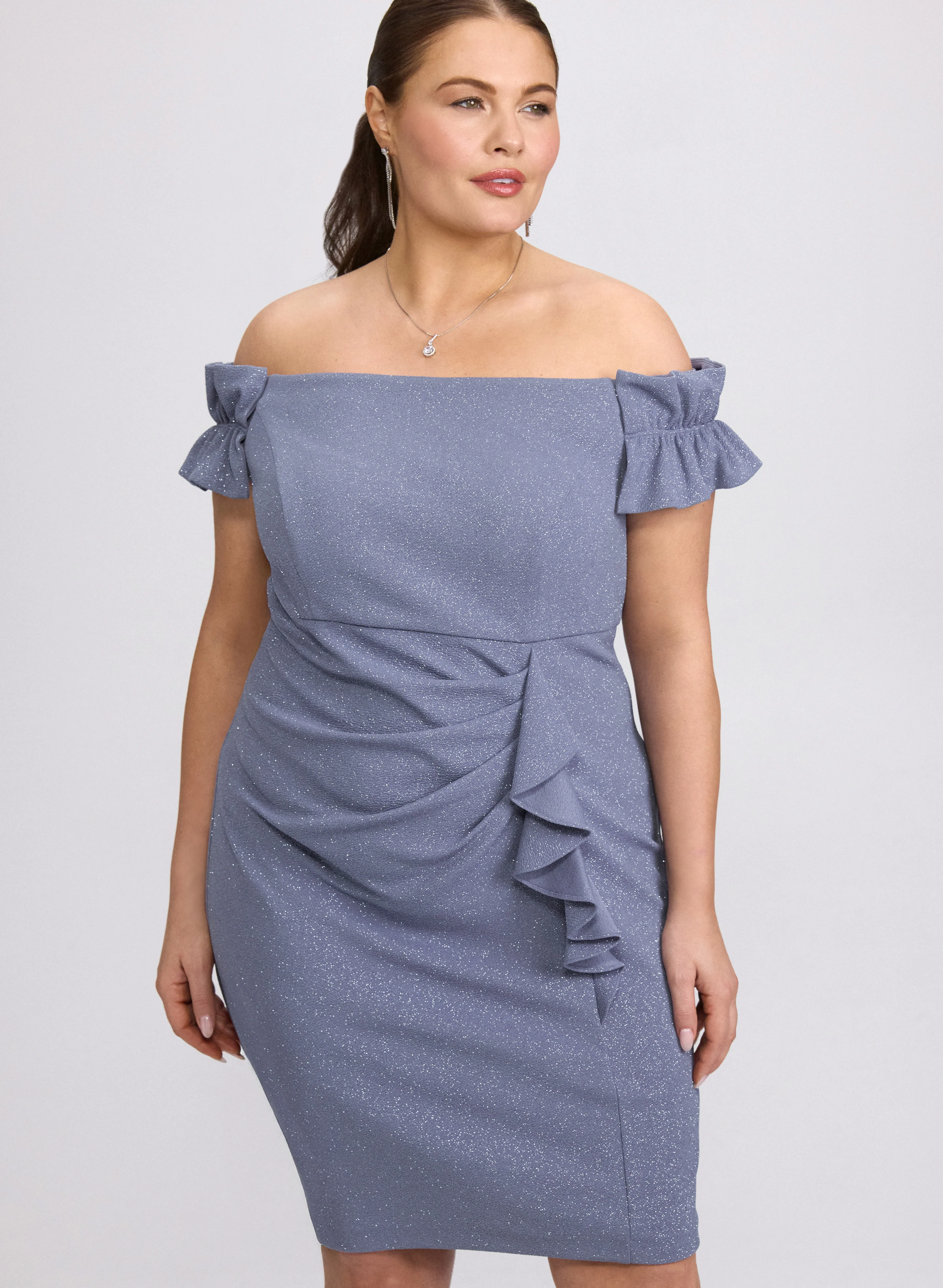 Off-The-Shoulder Glitter Dress - Image 5