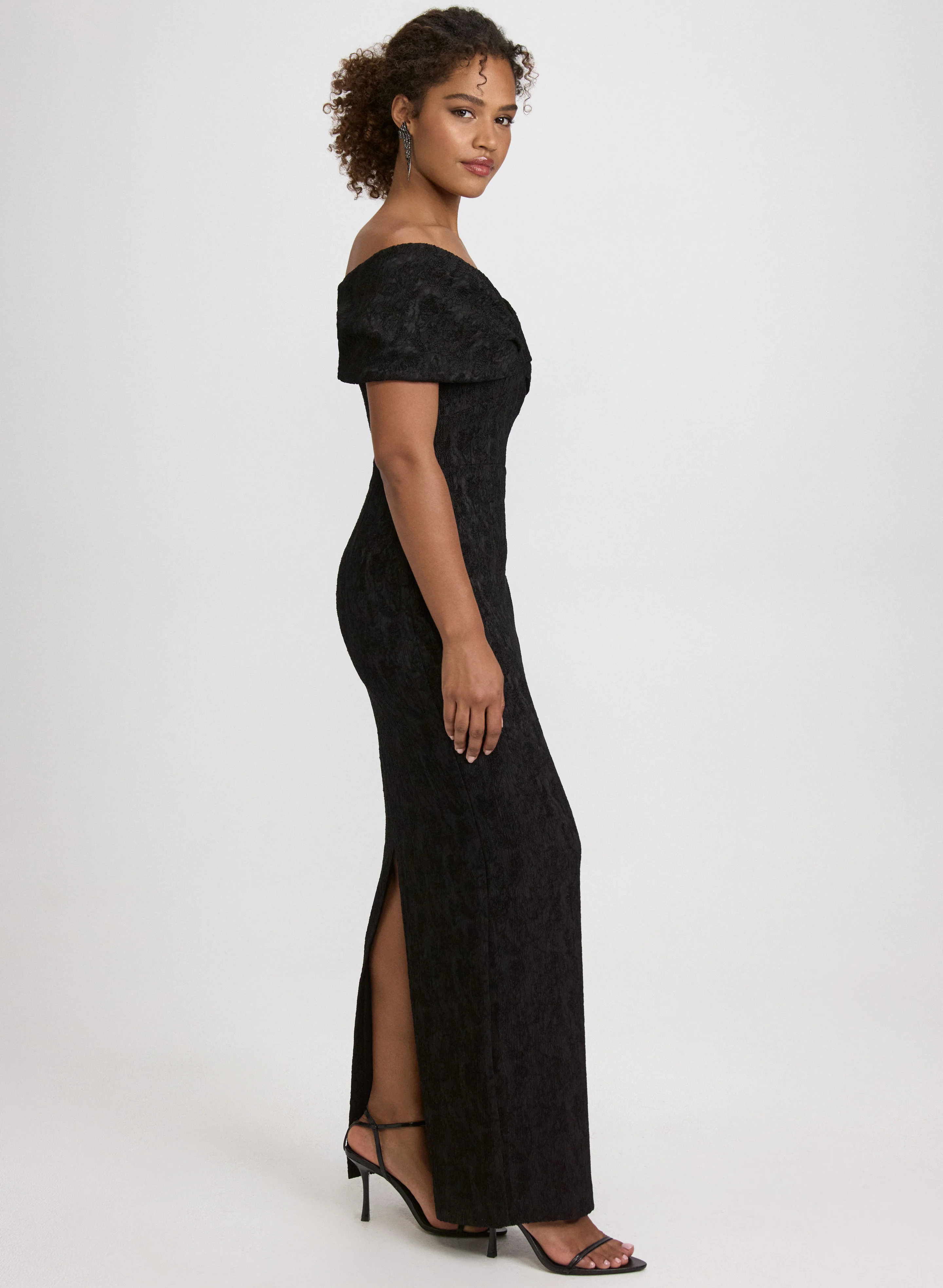 Off-The-Shoulder Textured Dress - Image 2