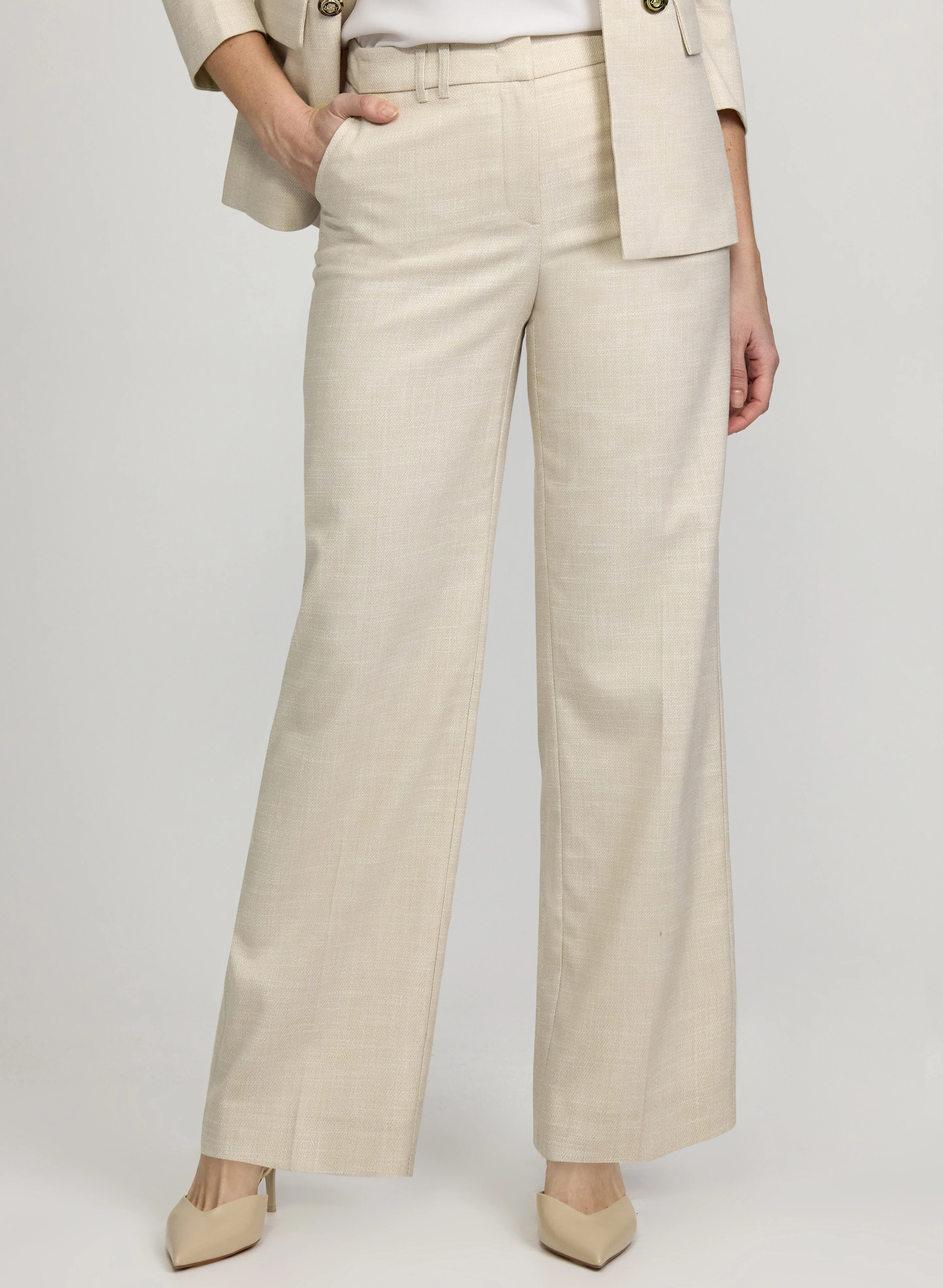 Olivia Heathered Wide-Leg Pants