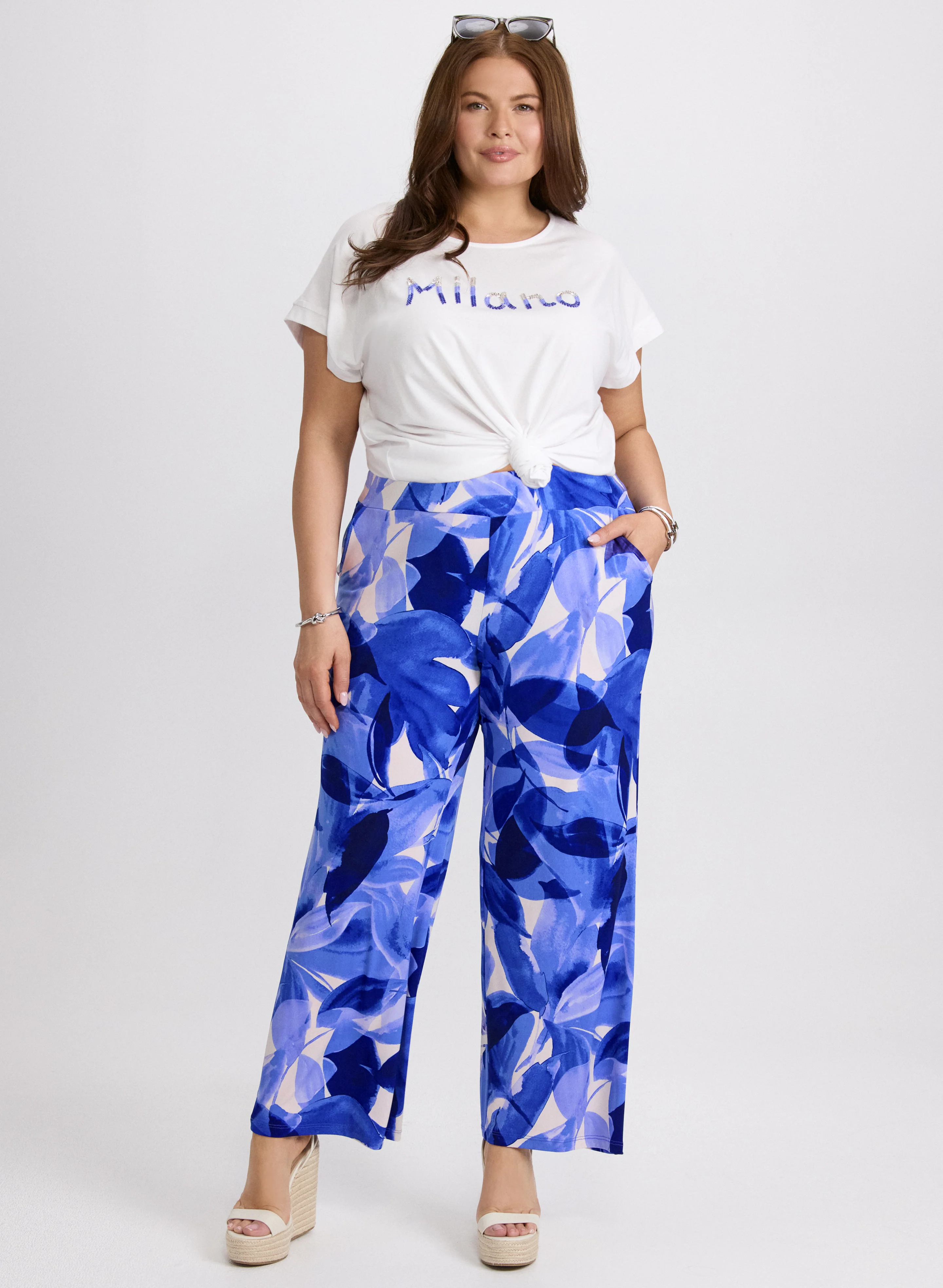 Olivia Leaf Print Wide-Leg Pants - Image 3