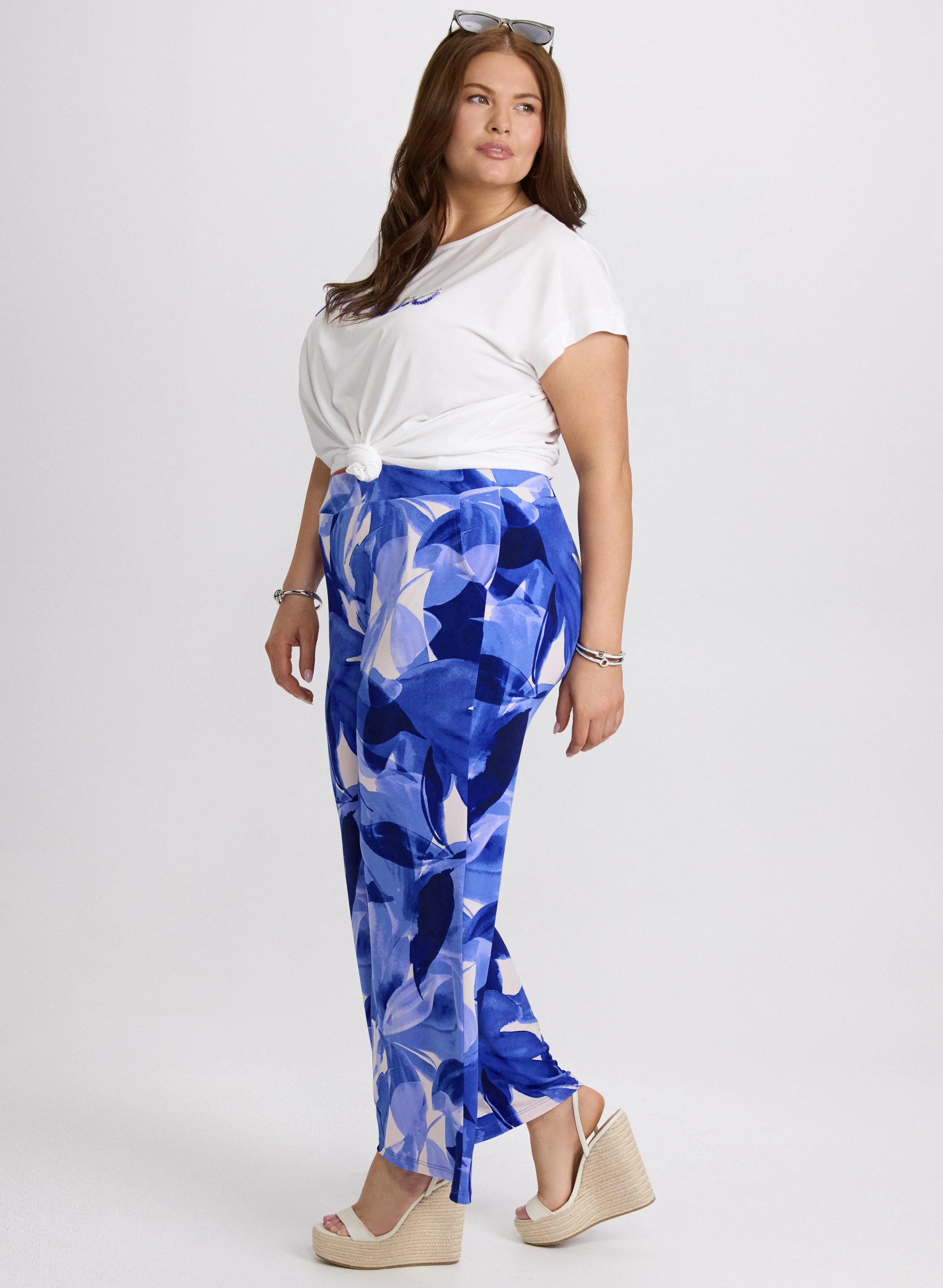Olivia Leaf Print Wide-Leg Pants - Image 4