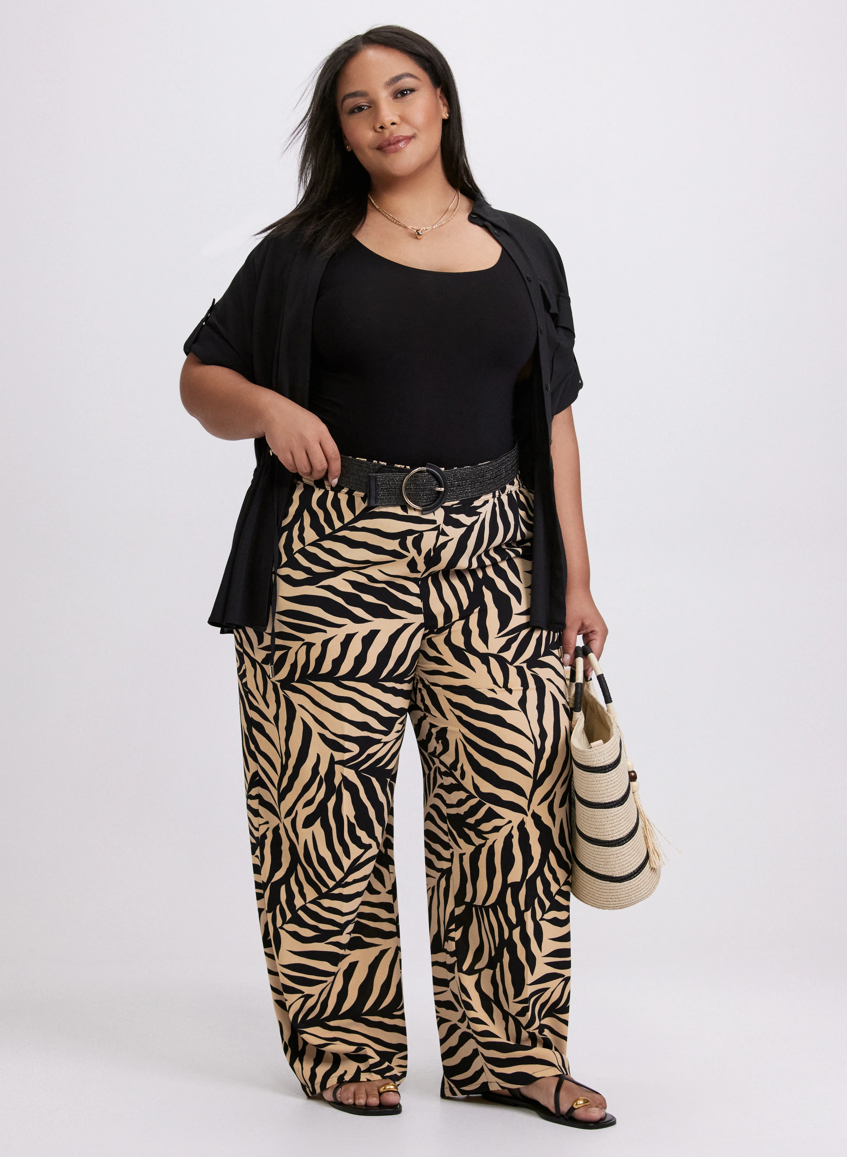 Olivia Palm Print Wide-Leg Pants - Image 3