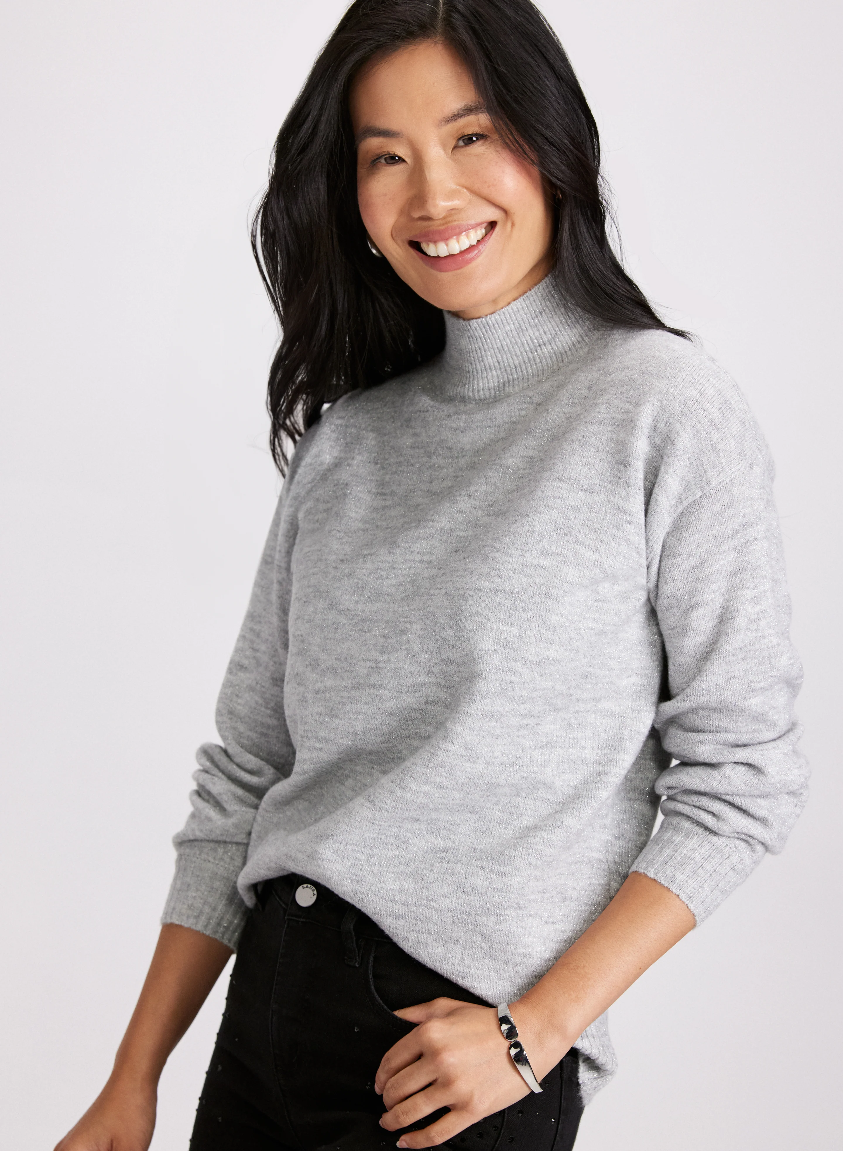 Ombre Mock Neck Knit Sweater