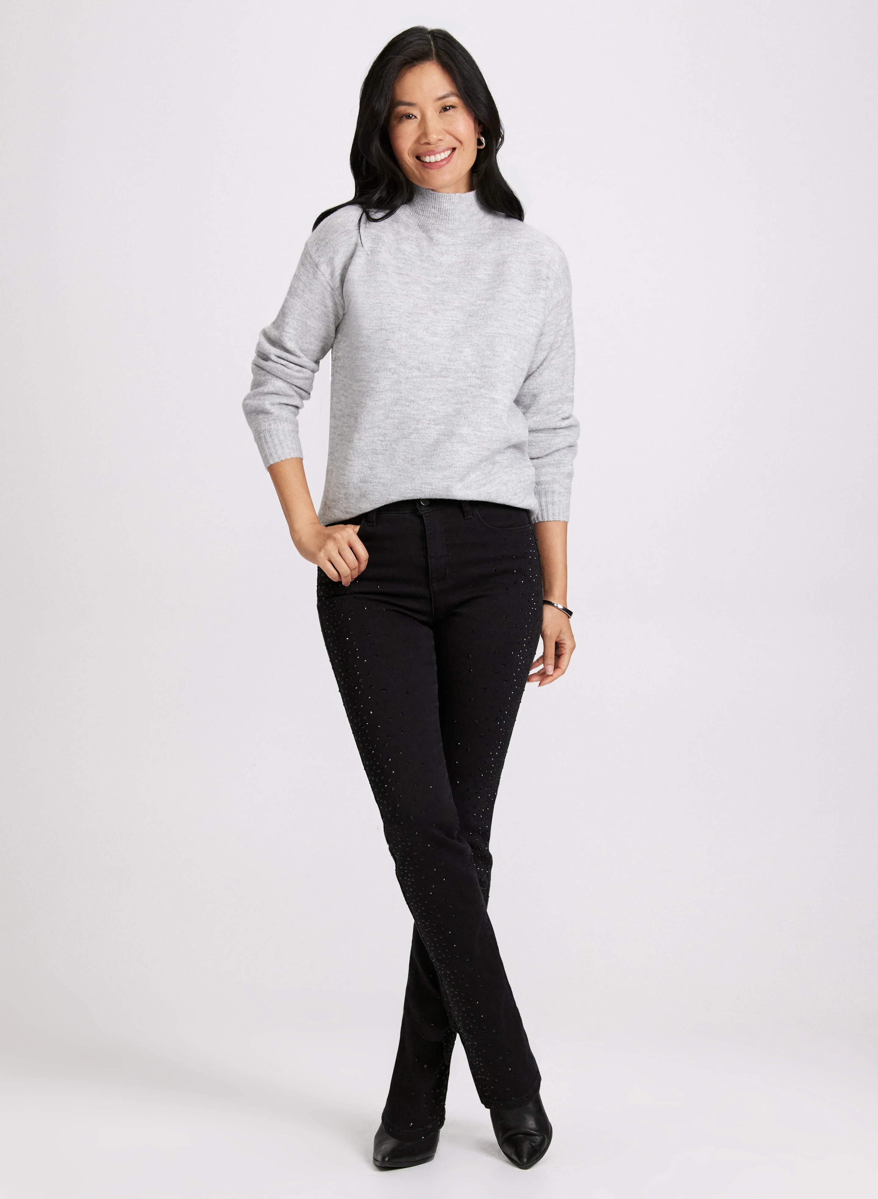 Ombre Mock Neck Knit Sweater - Image 3