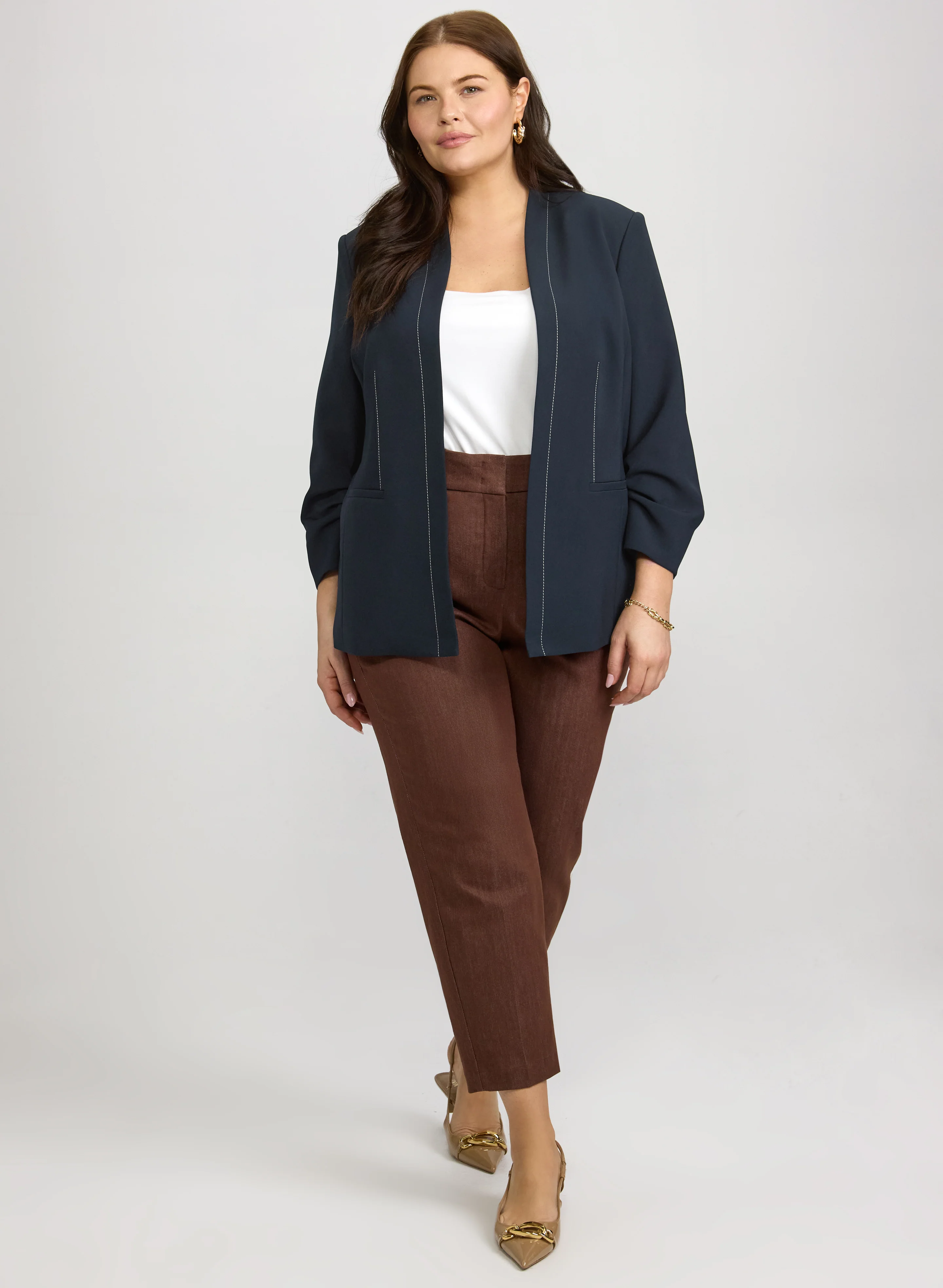 Open Front Jacket & Emma Slim-Leg Denim Pants
