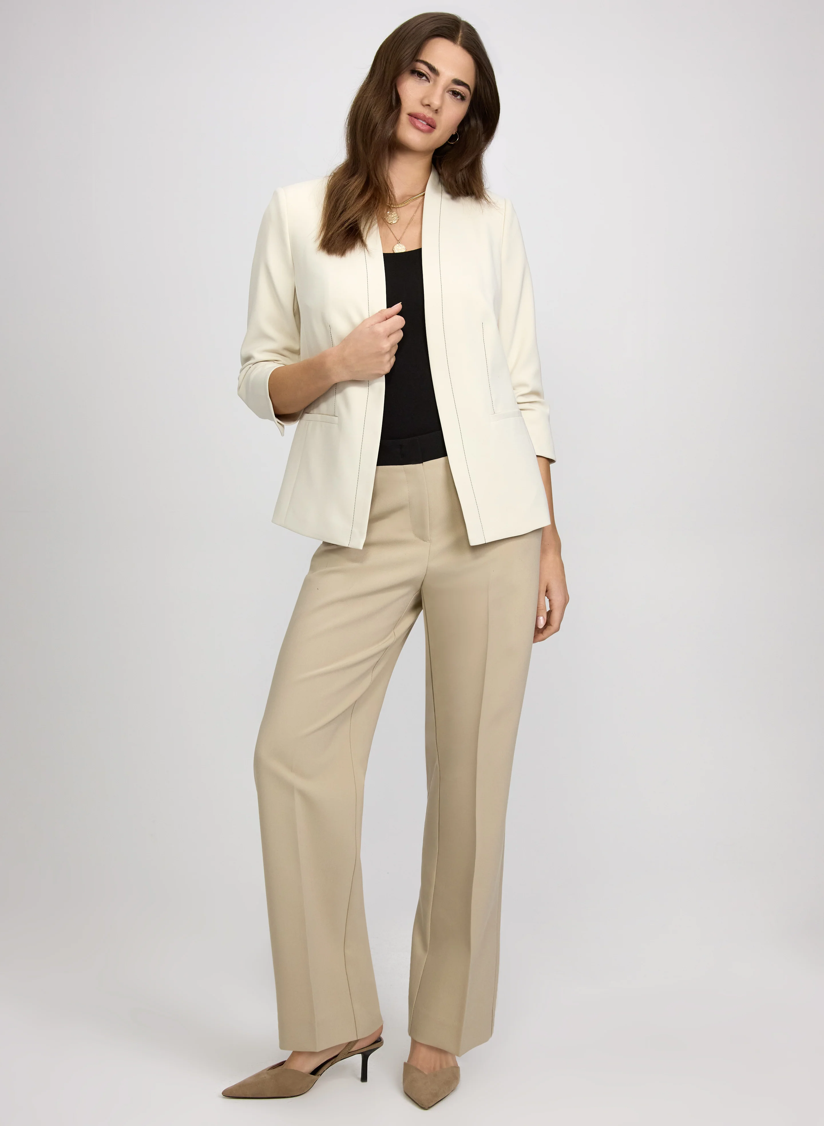 Open Front Jacket & Lily Straight-Leg Pants