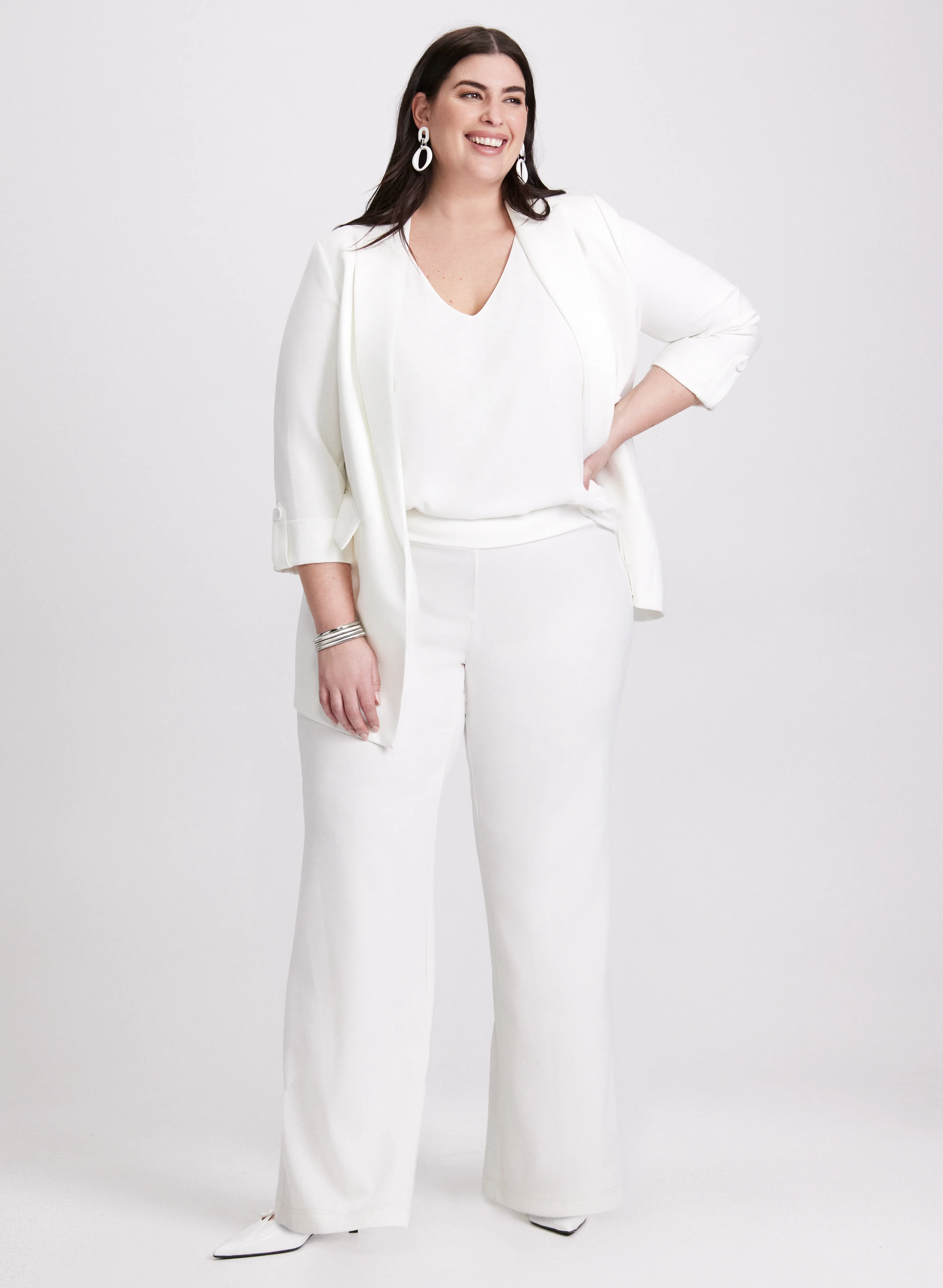 Open Twill Jacket & Flared Pull-On Pants
