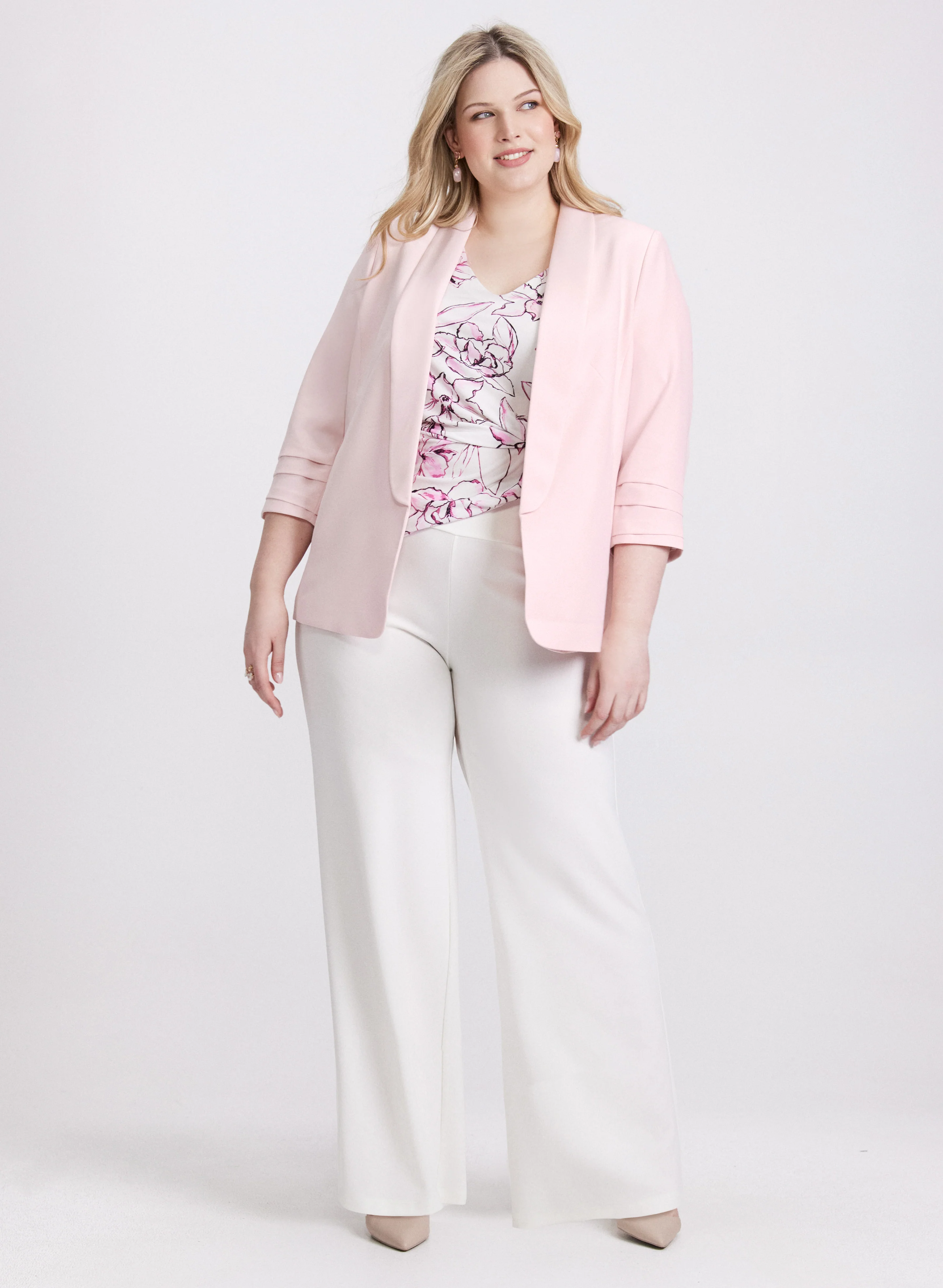 Open Twill Jacket & Olivia Wide-Leg Pants