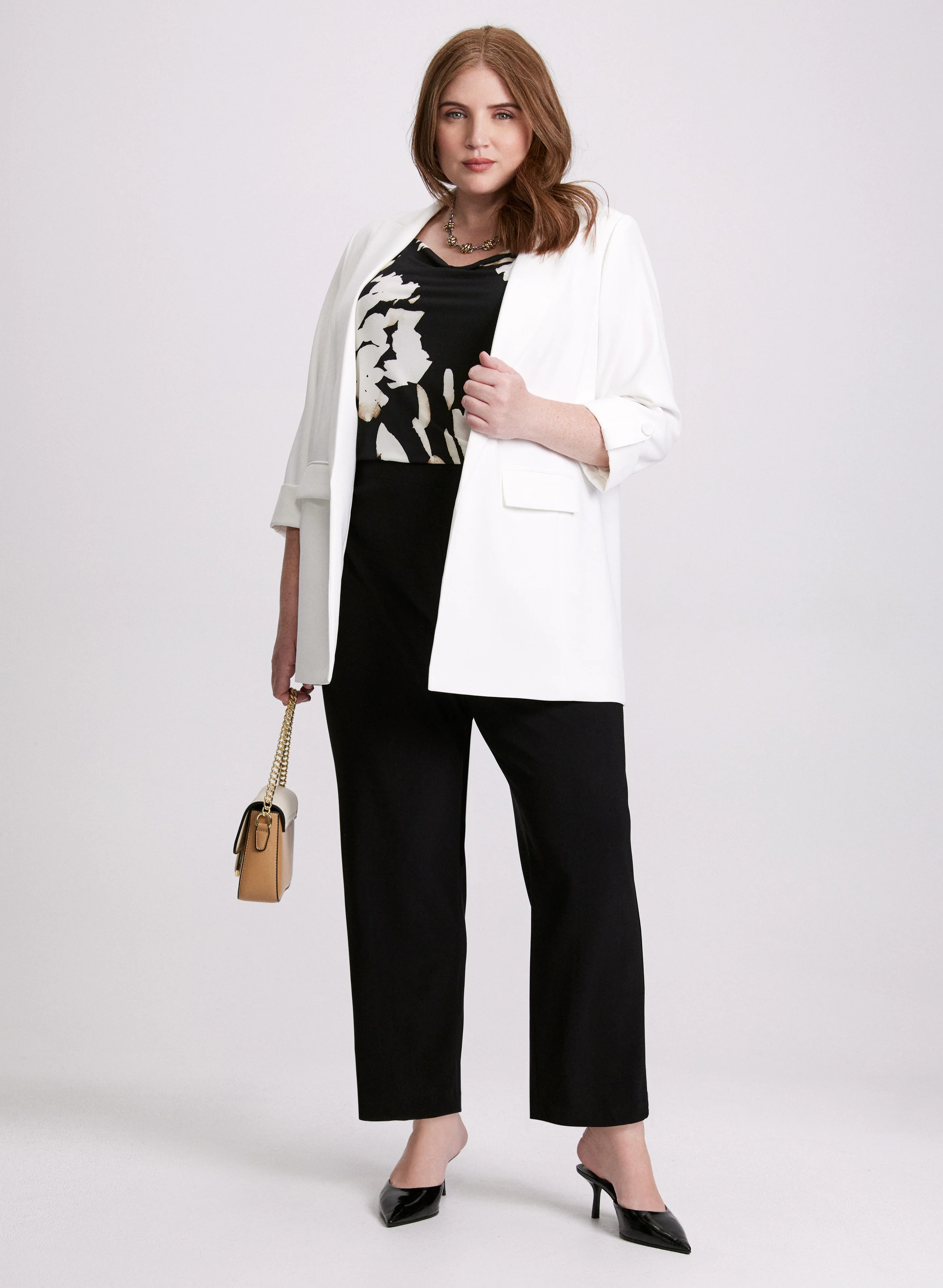 Open Twill Jacket & Sofia Straight-Leg Pants