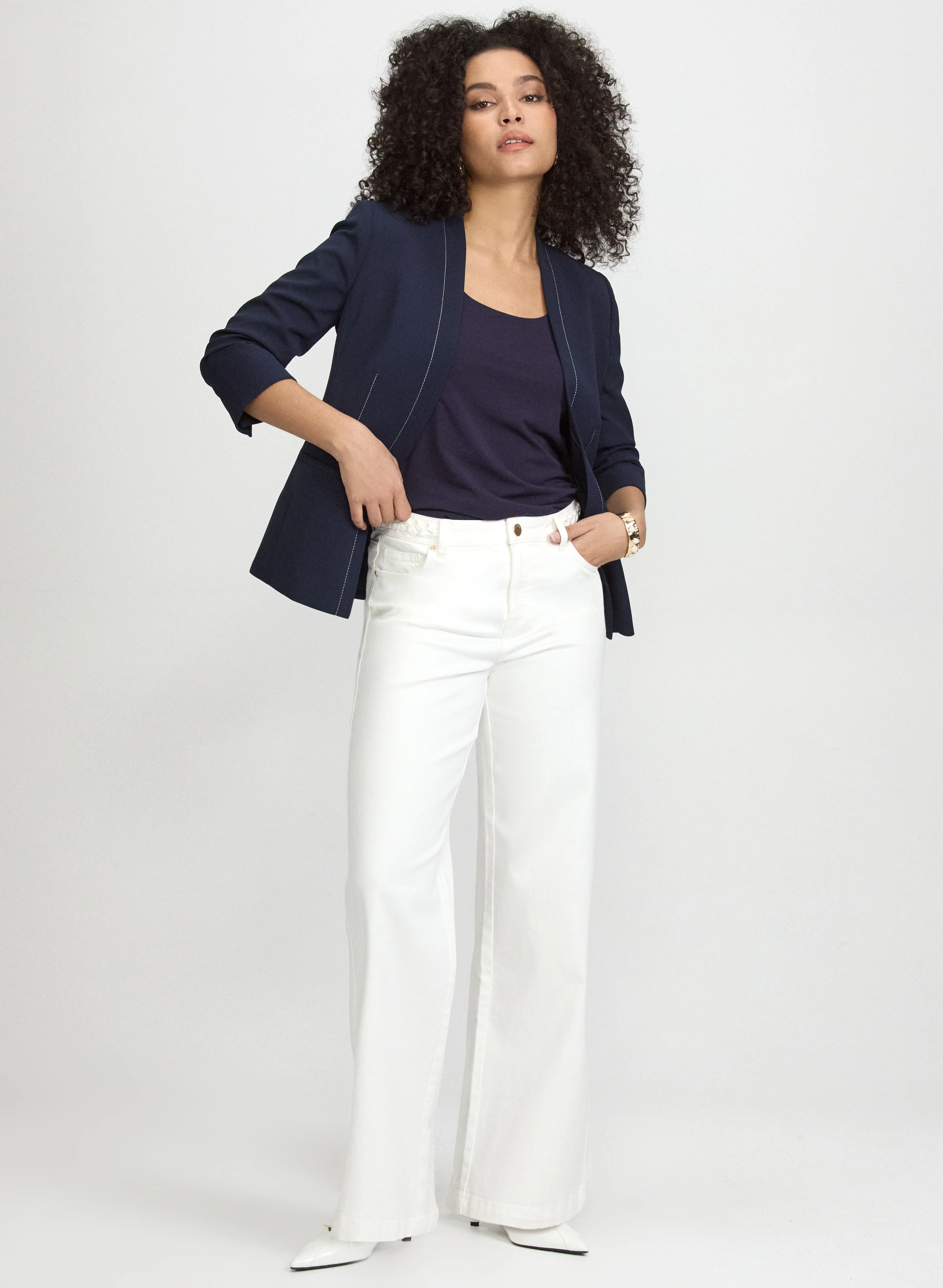 Open Twill Jacket & Wide-Leg Jeans