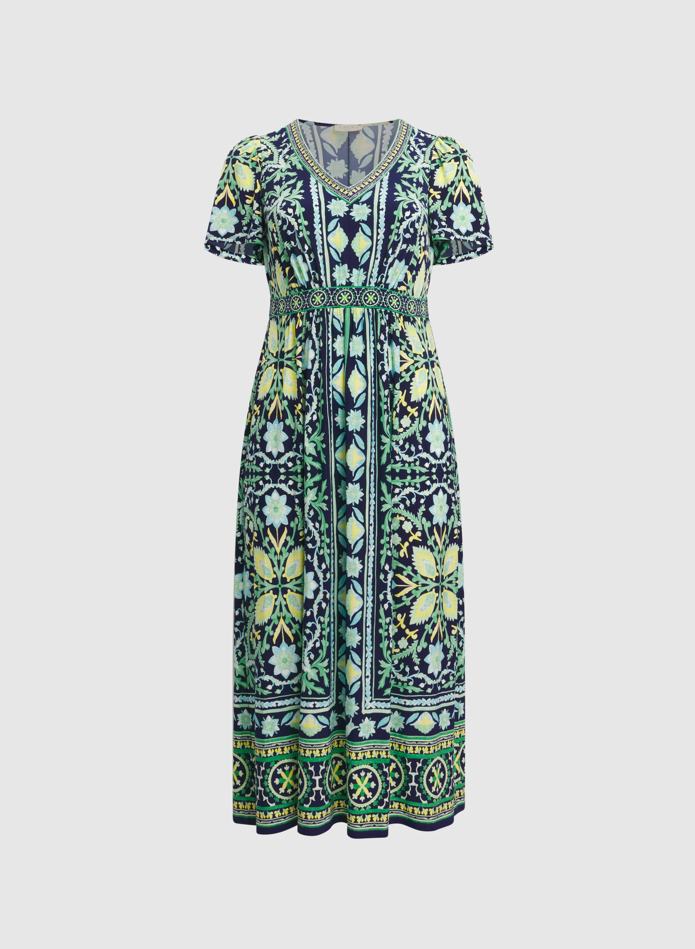 Ornate Floral Print Dress - Image 6