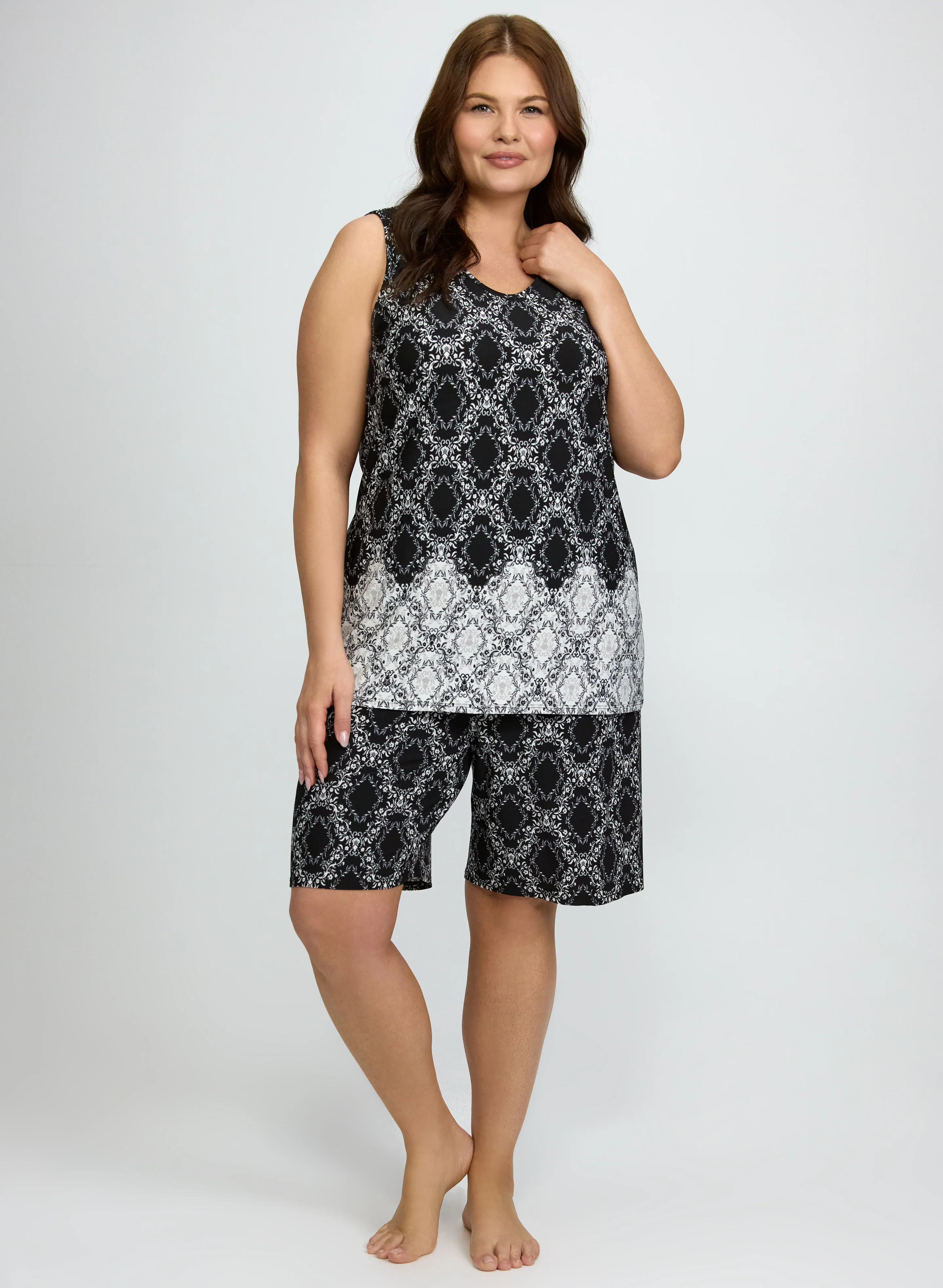 Ornate Floral Print Pyjama Set