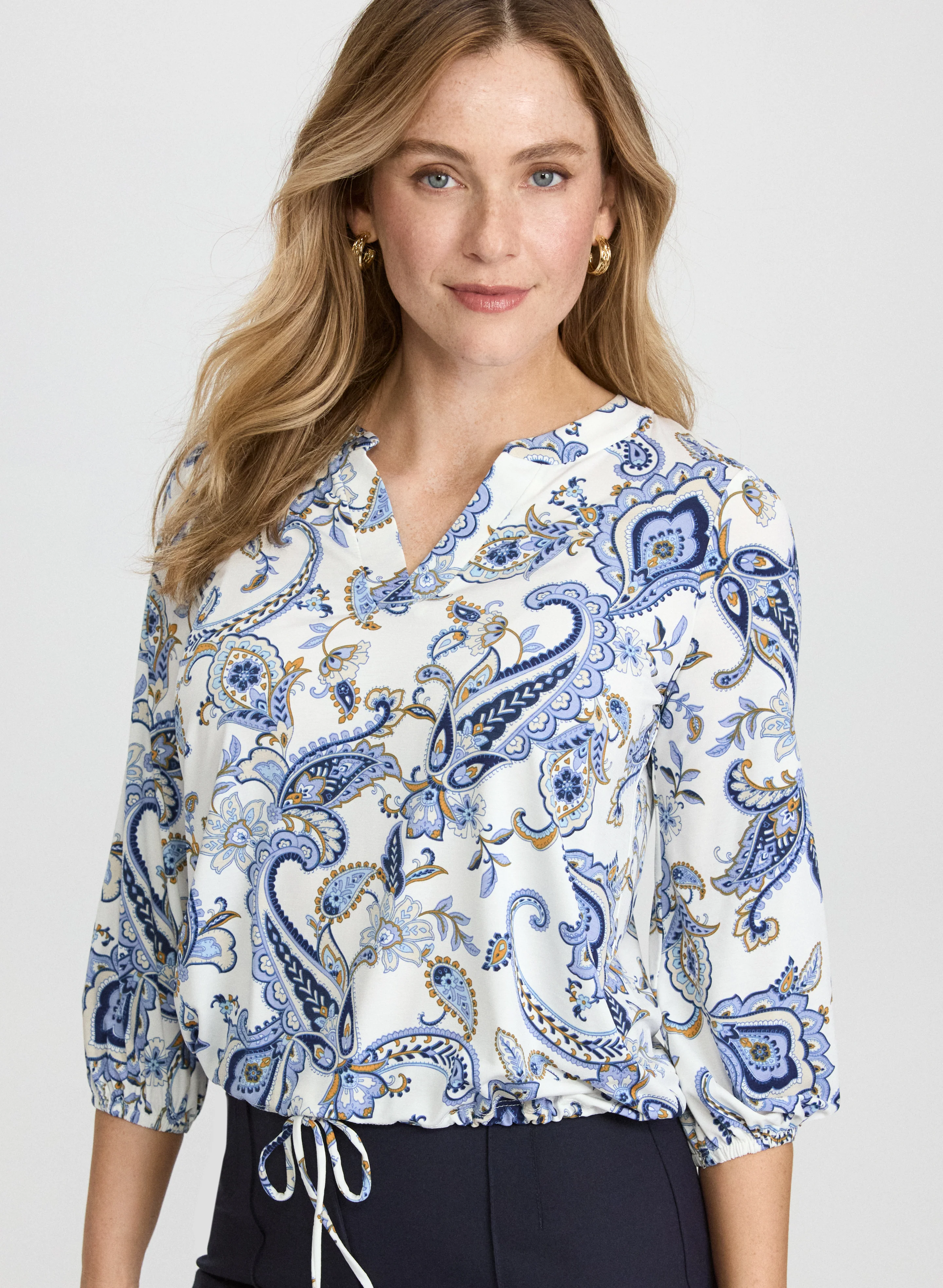 Paisley Drawstring Hem