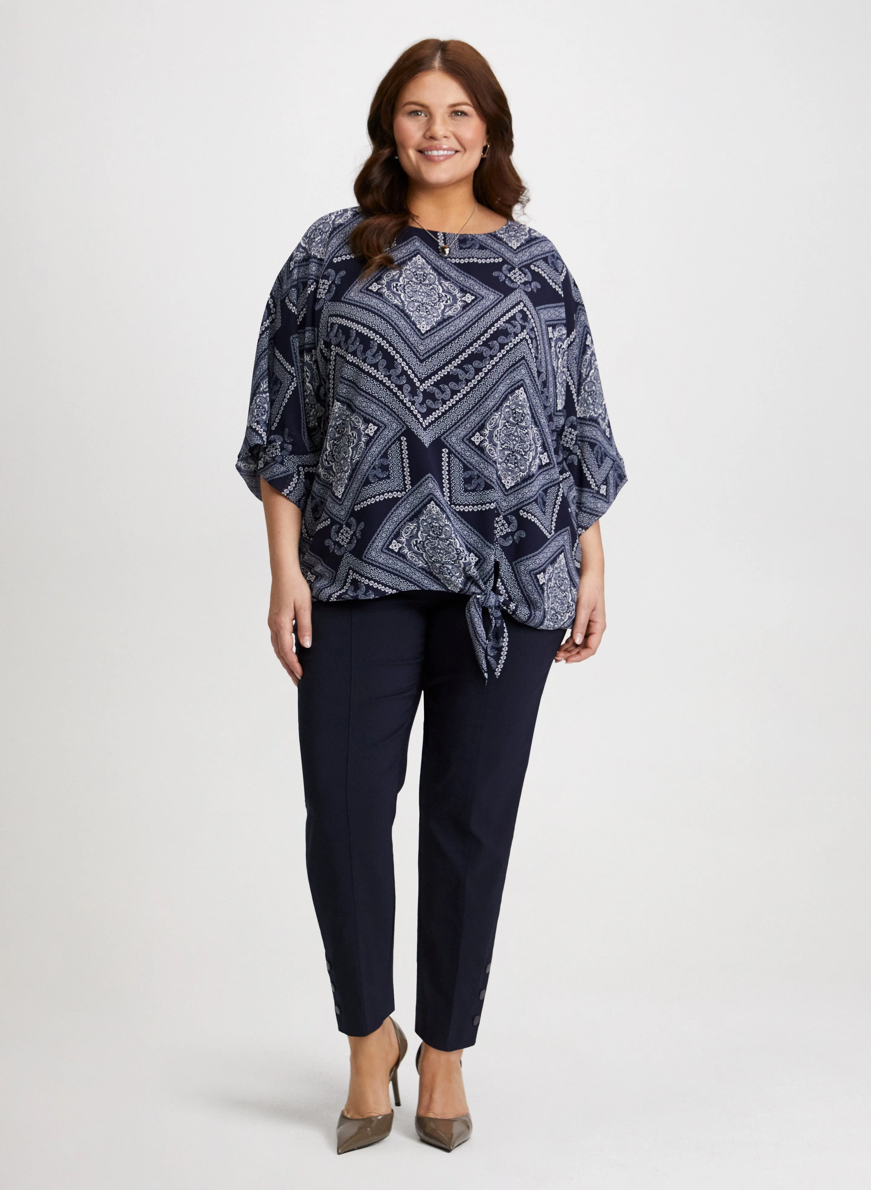 Paisley Print Blouse & Ankle Pants