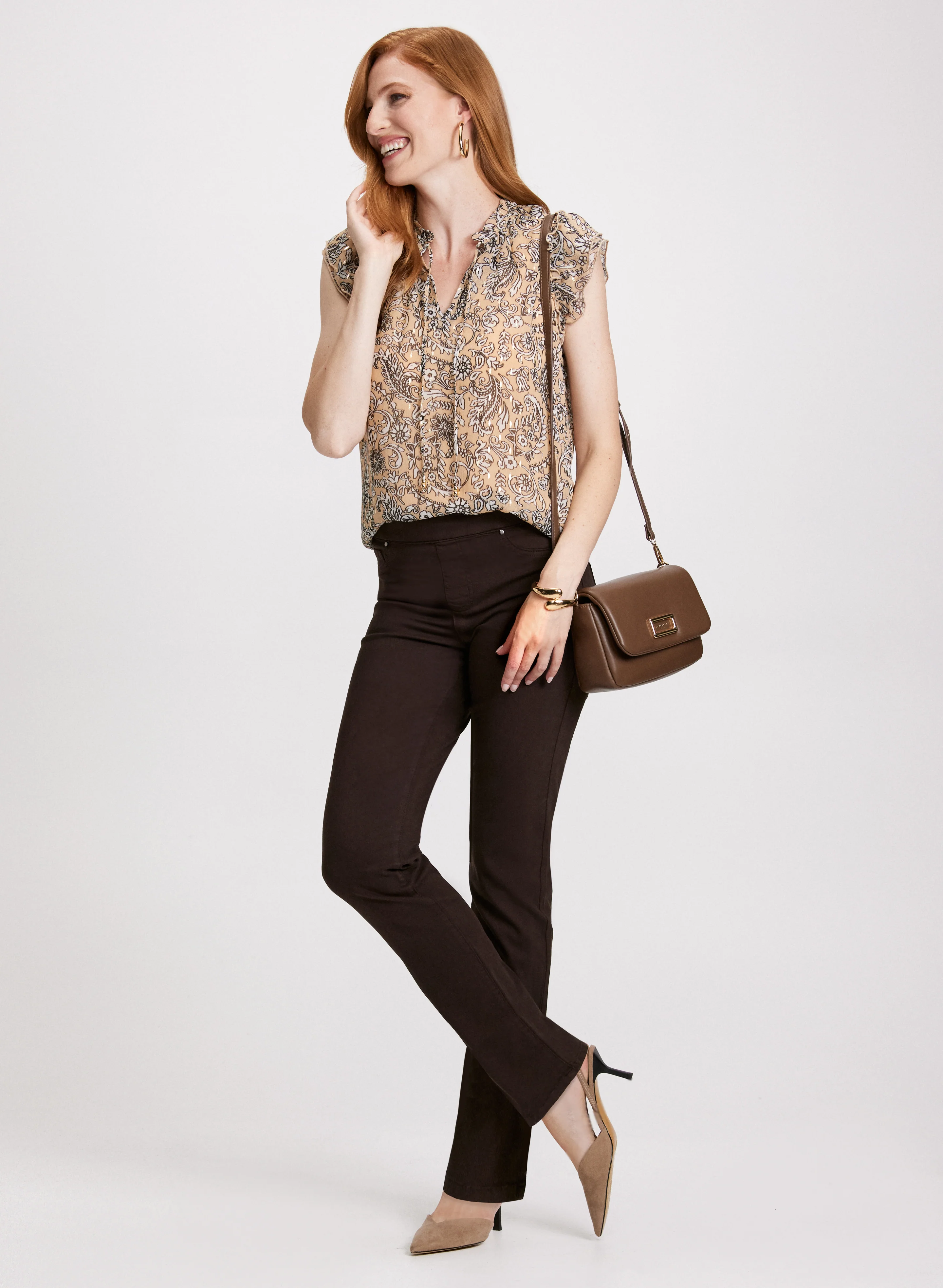 Paisley Print Cap Sleeve Blouse - Image 3