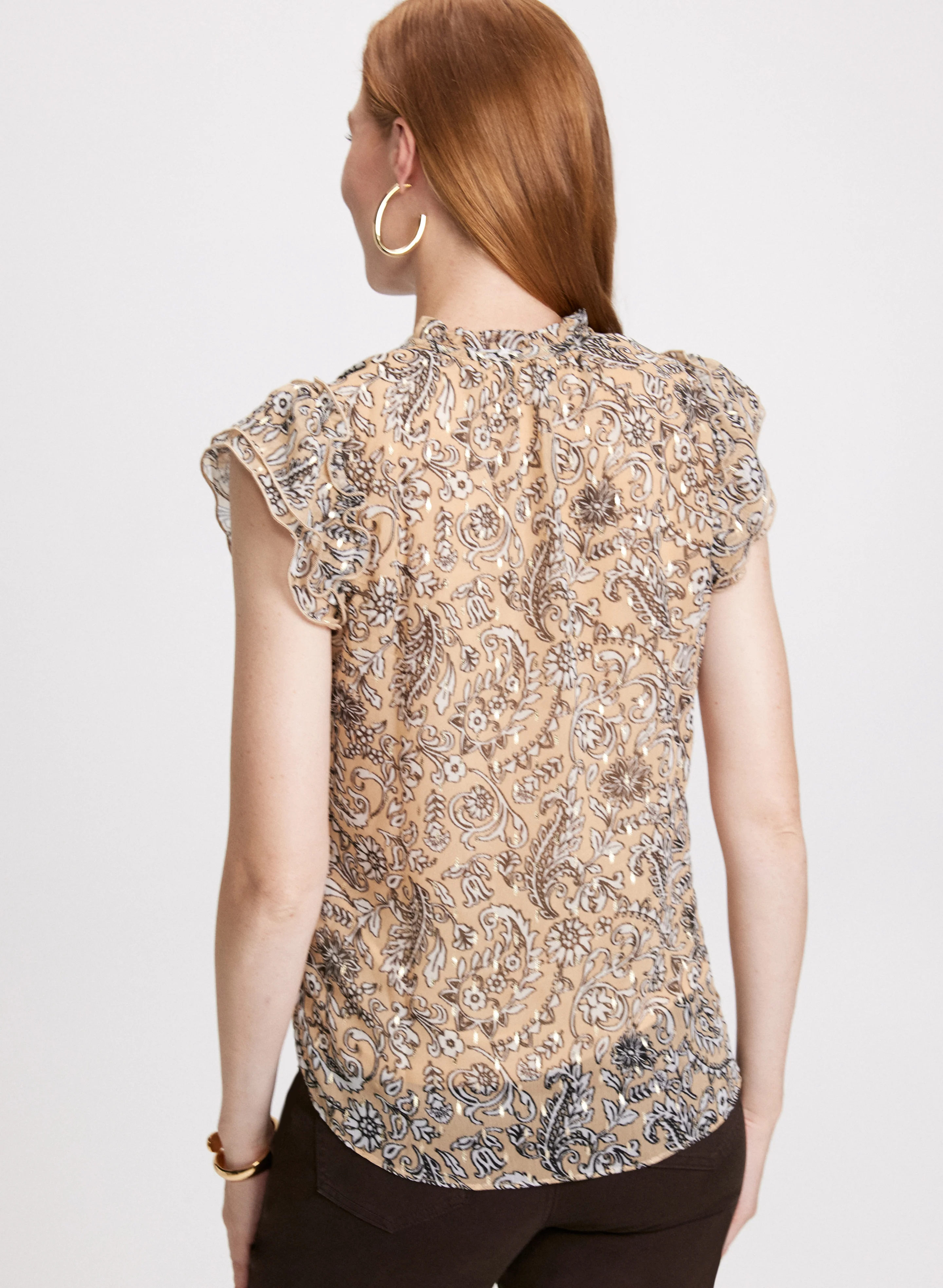 Paisley Print Cap Sleeve Blouse - Image 4