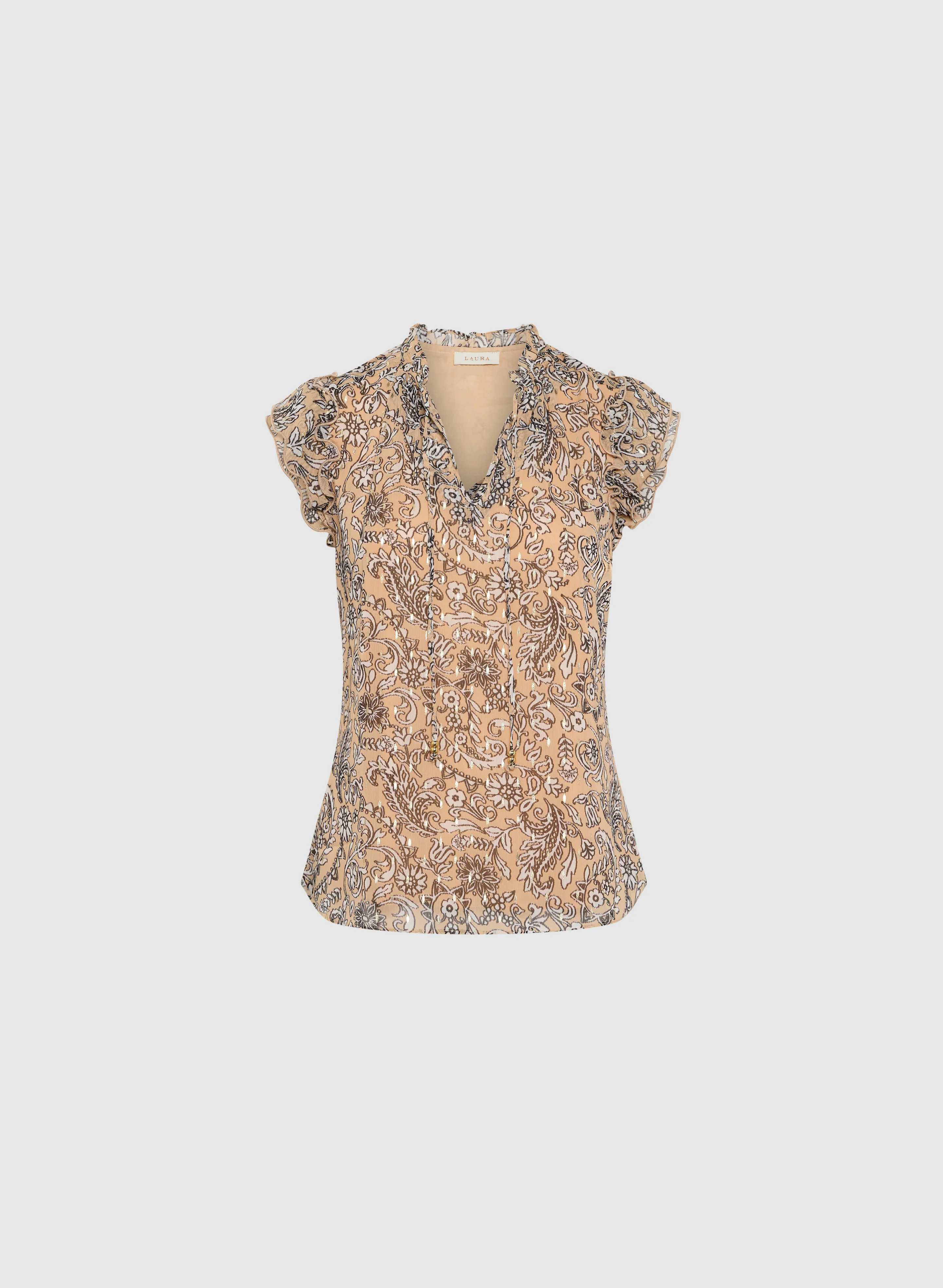 Paisley Print Cap Sleeve Blouse - Image 6
