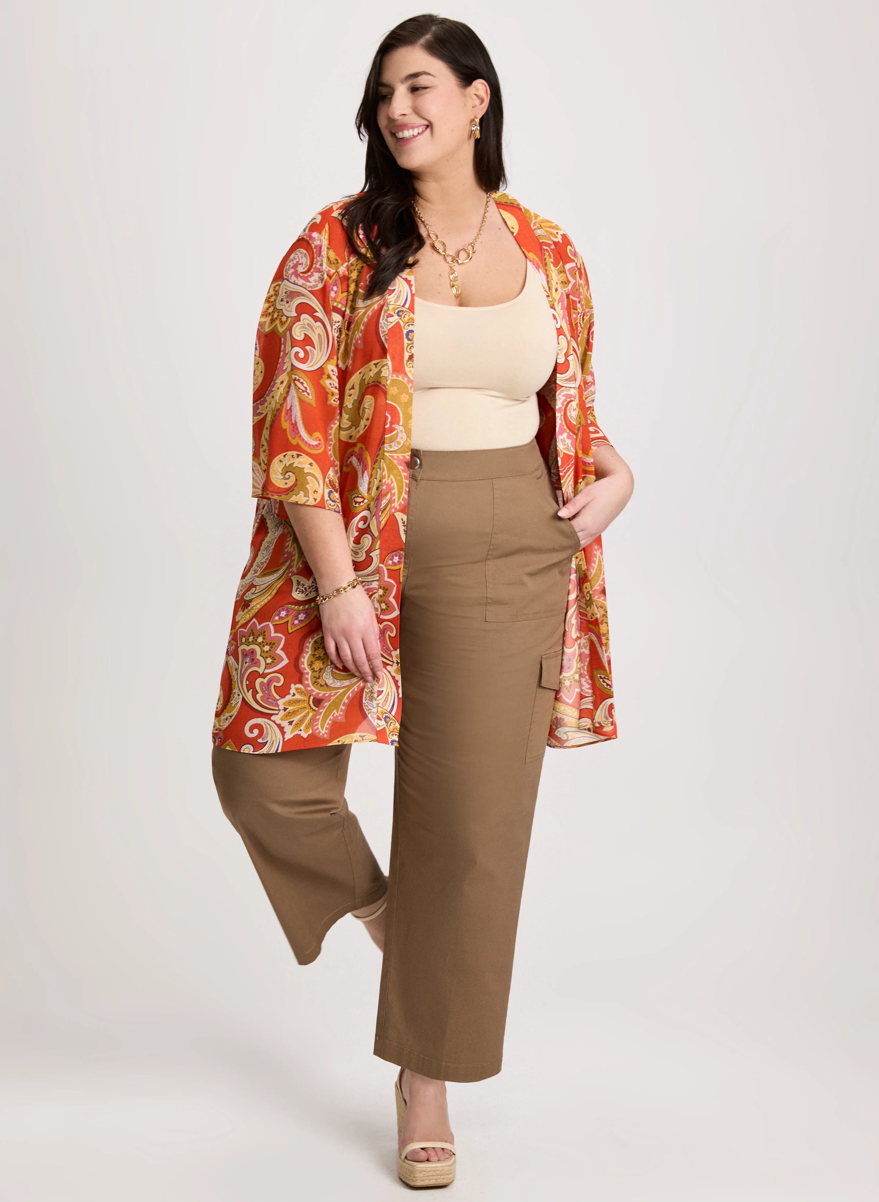Paisley Print Open-Front Blouse - Image 2