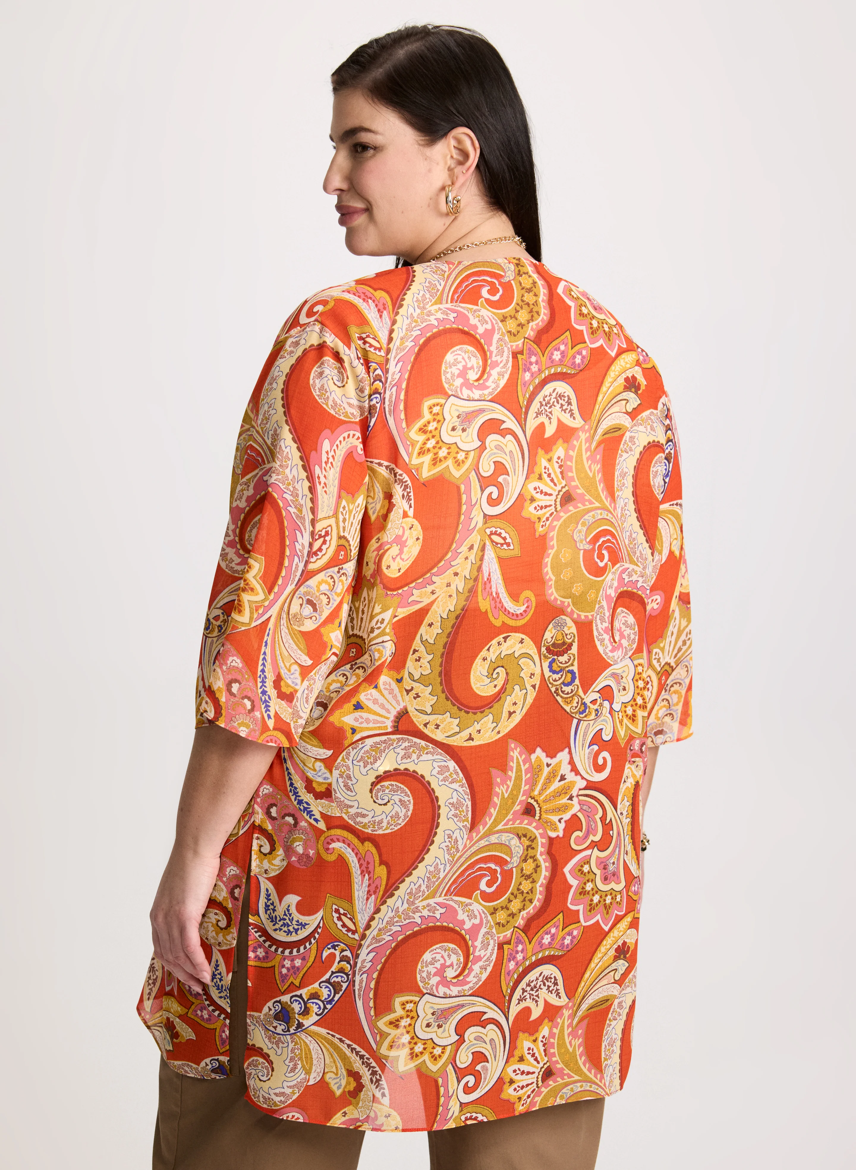 Paisley Print Open-Front Blouse - Image 3
