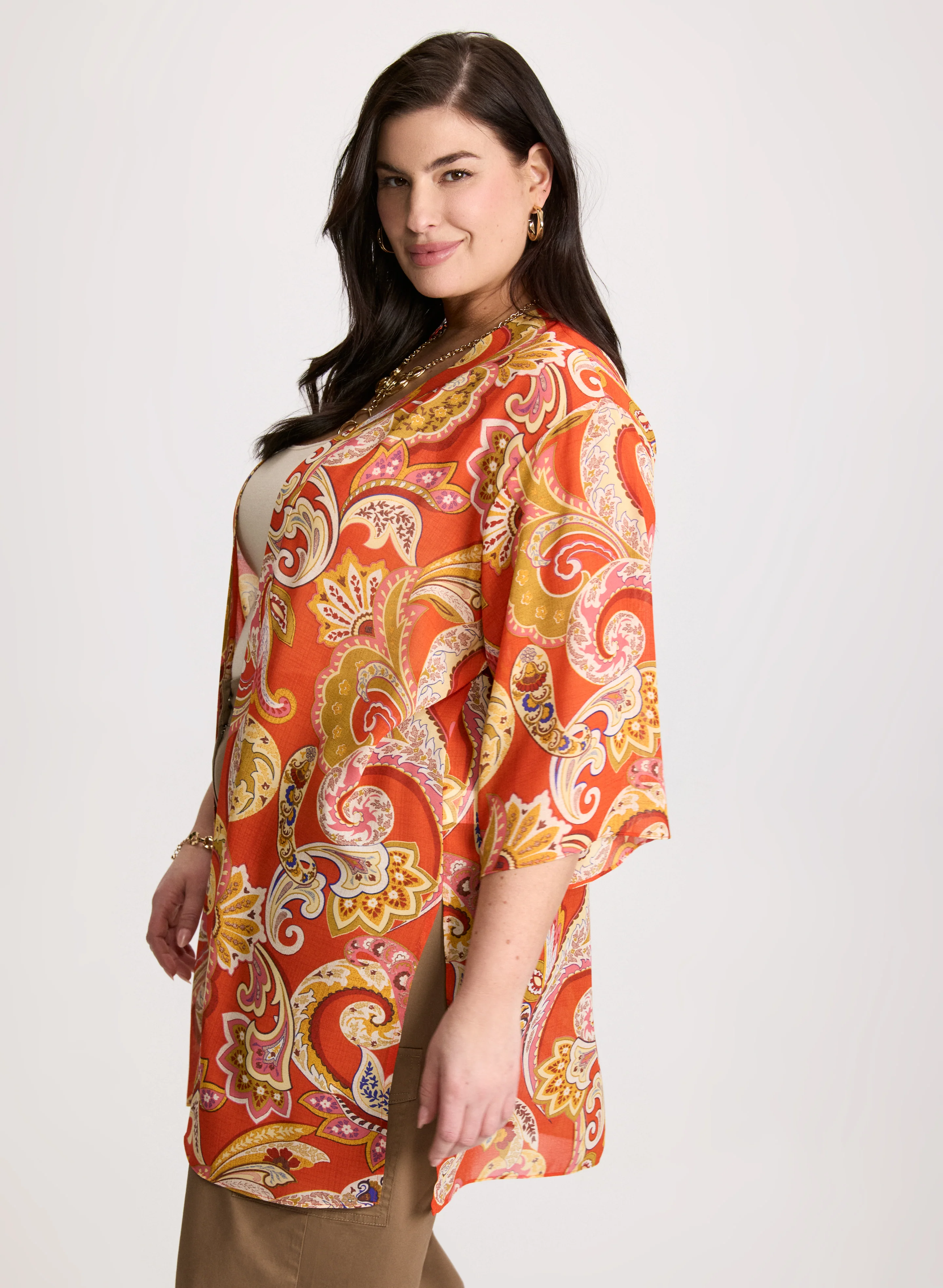 Paisley Print Open-Front Blouse - Image 5
