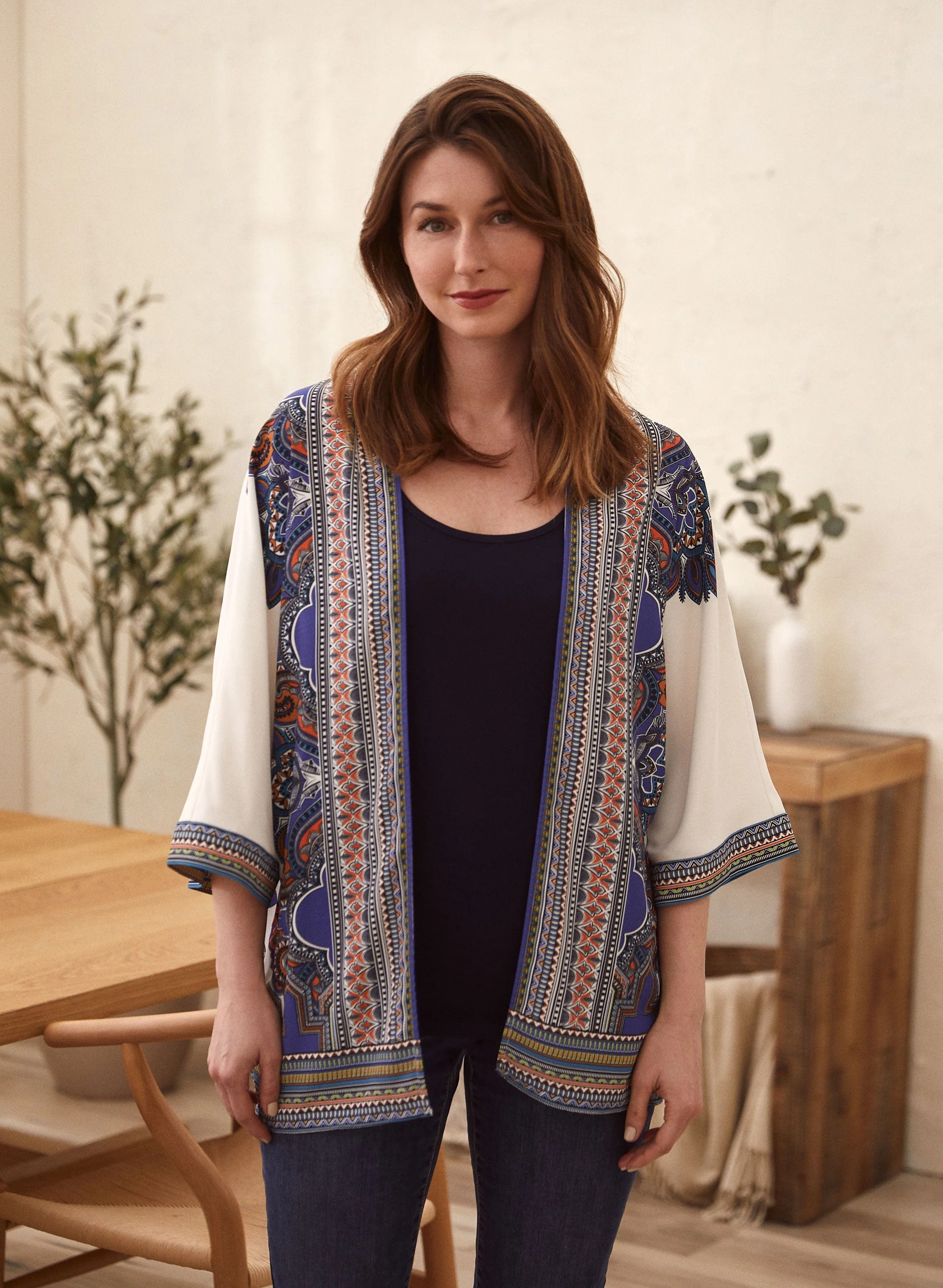 Paisley Print Open Front Top