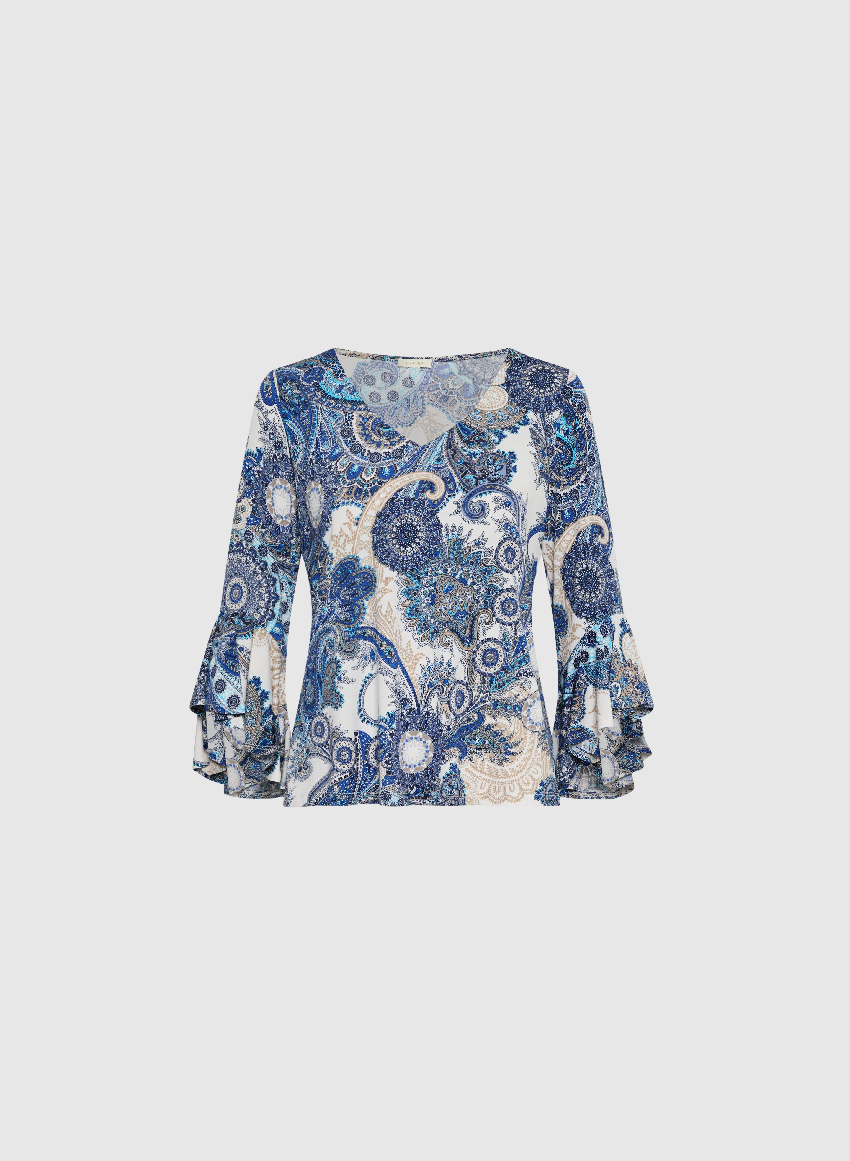 Paisley Print Ruffle Sleeve Top - Image 6