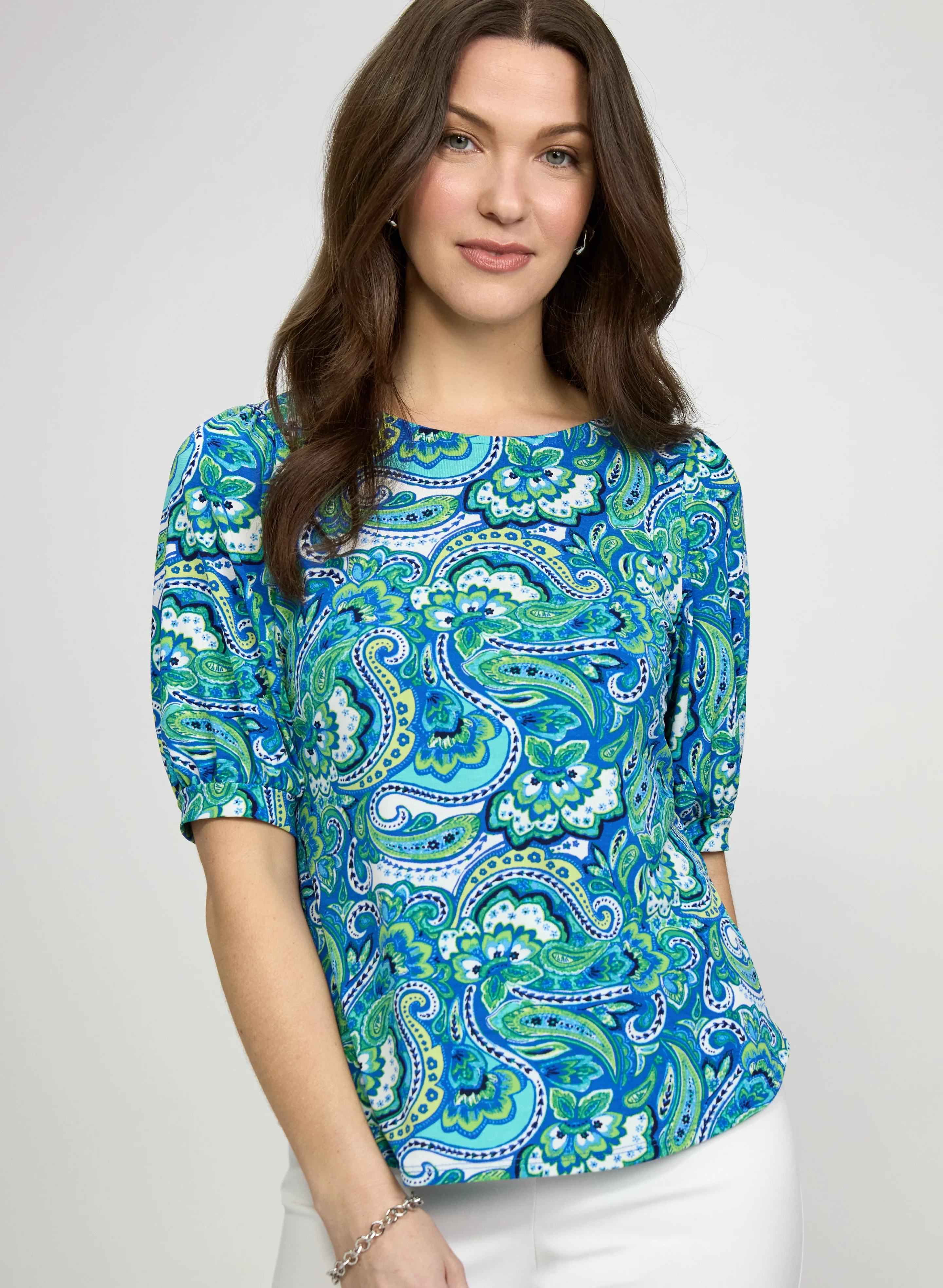 Paisley Puff Sleeve Top