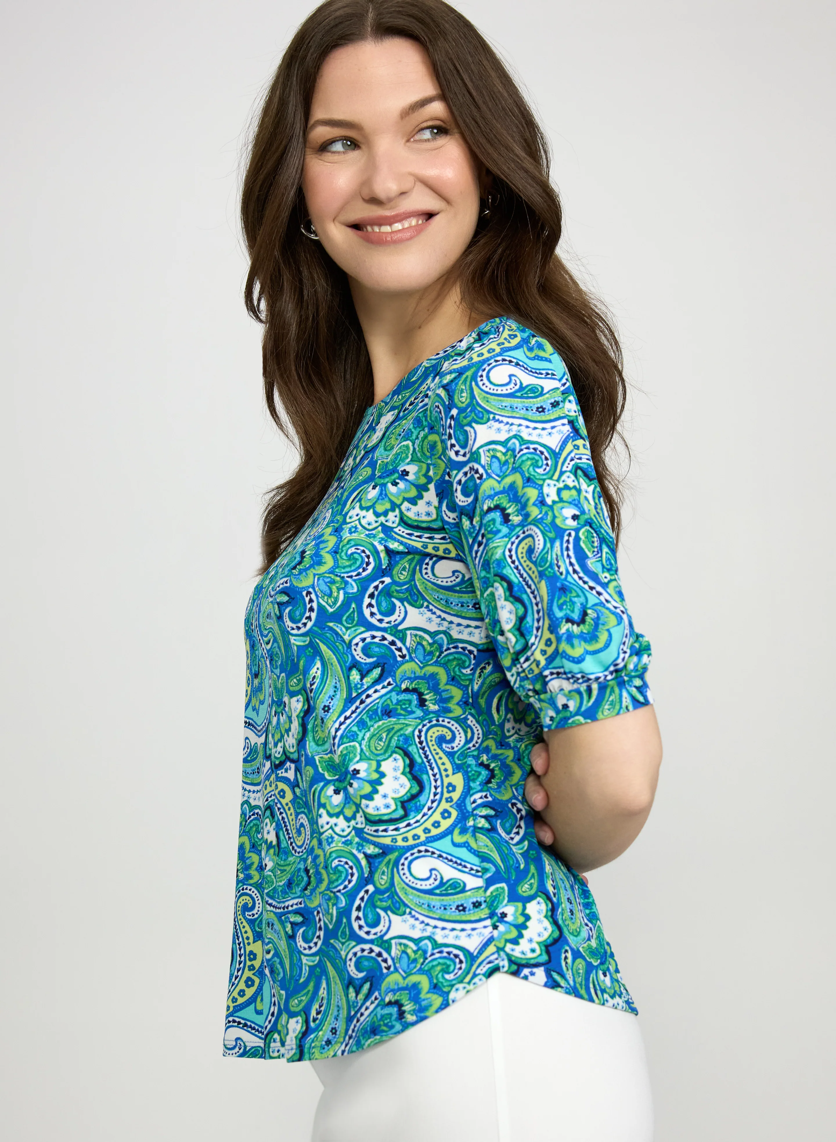 Paisley Puff Sleeve Top - Image 2