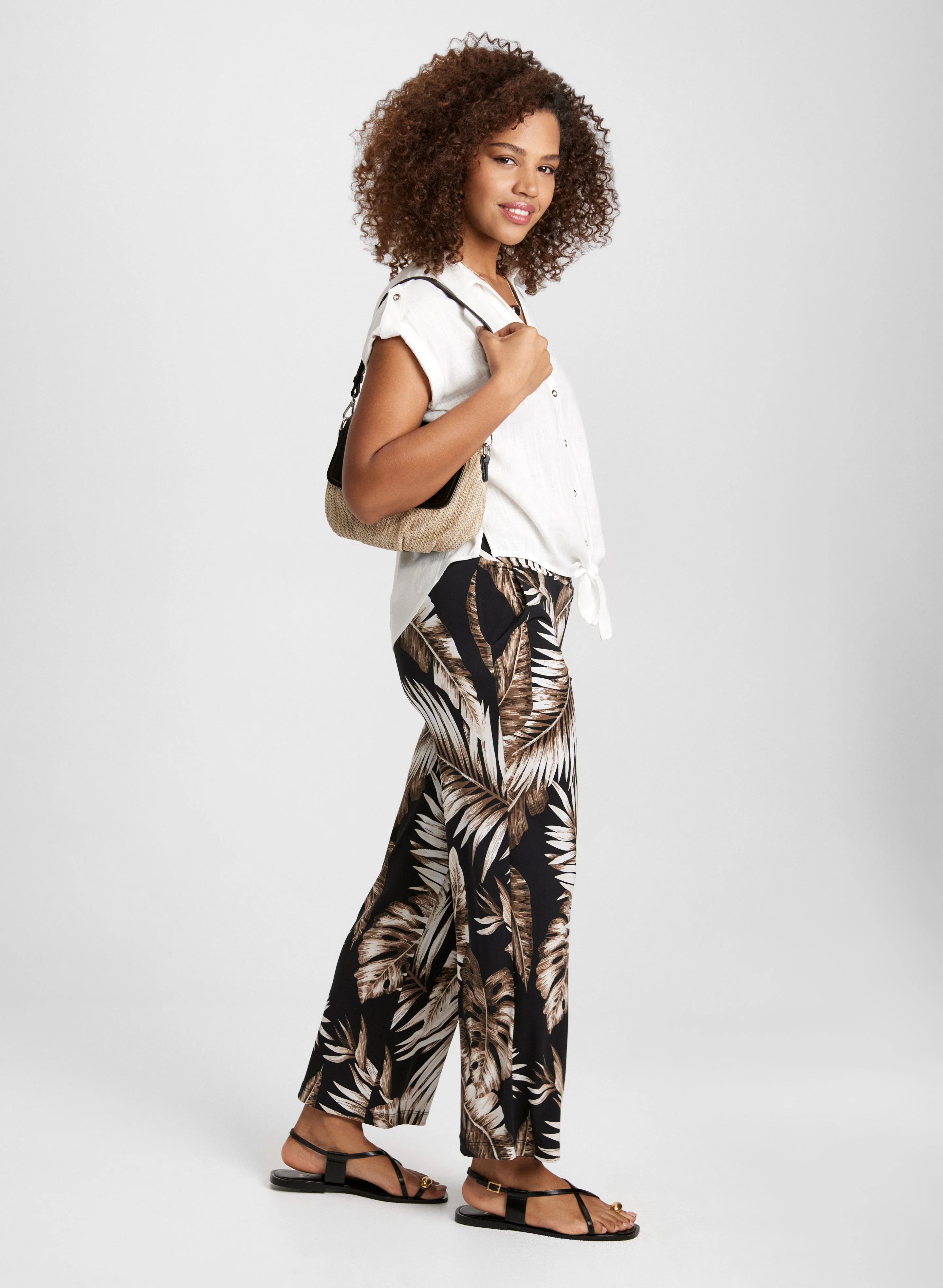 Palm Print Wide Leg Pants - Image 4