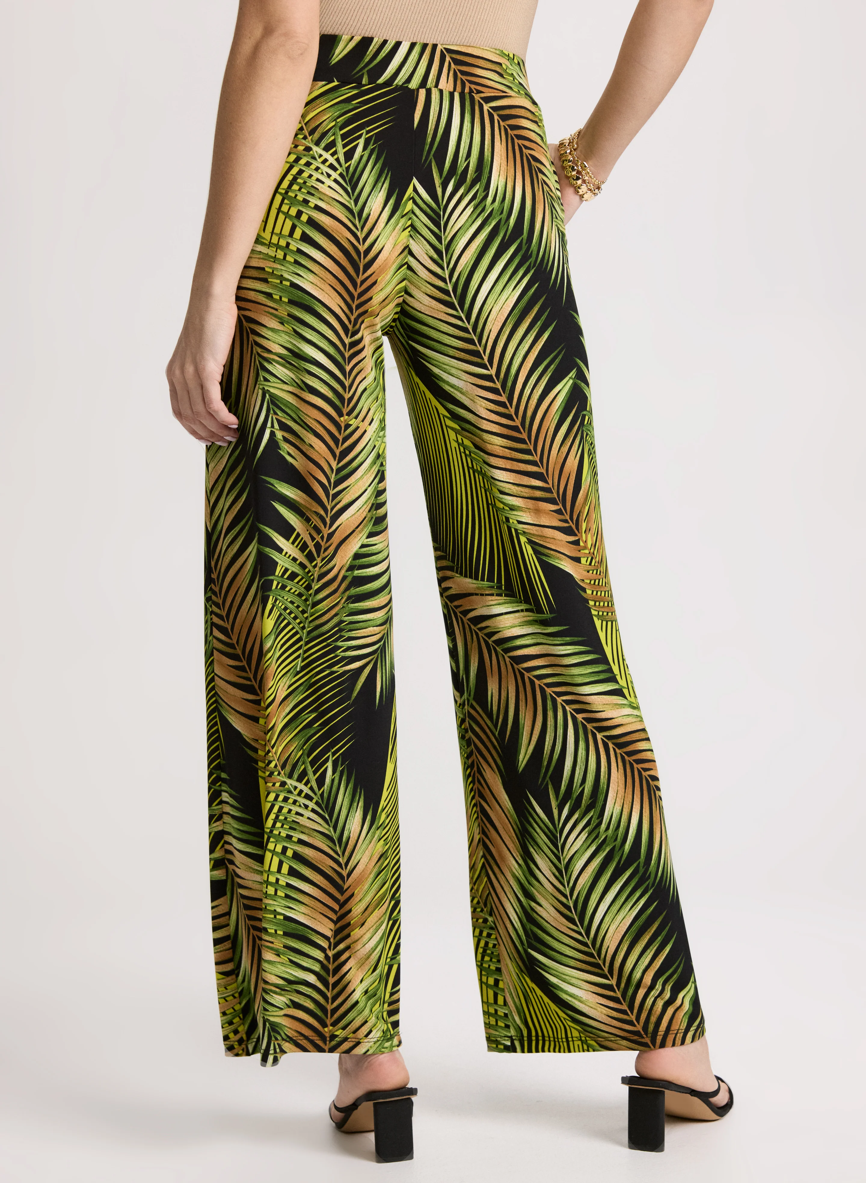 Palm Print Wide Leg Pants - Image 2