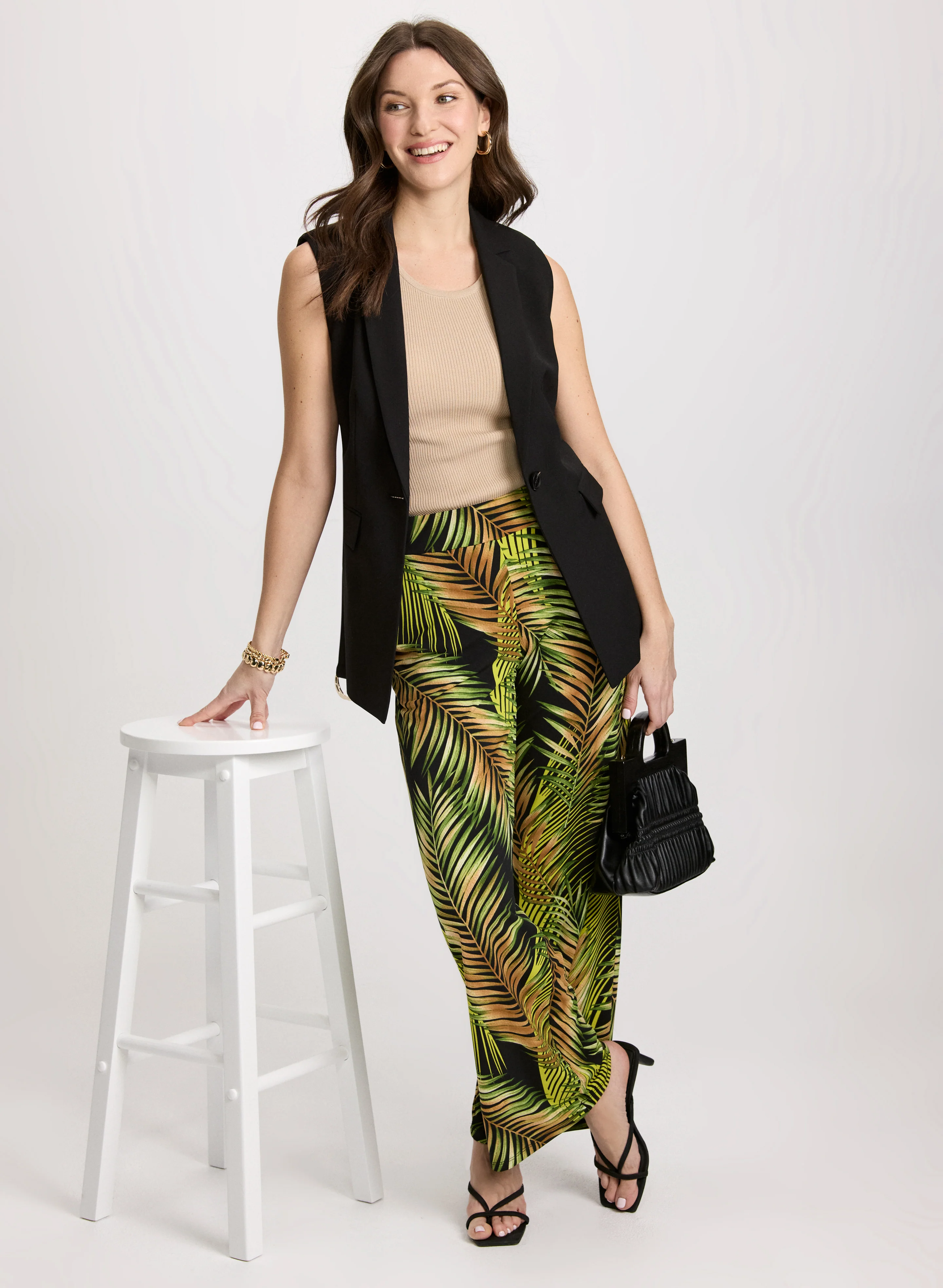 Palm Print Wide Leg Pants - Image 4