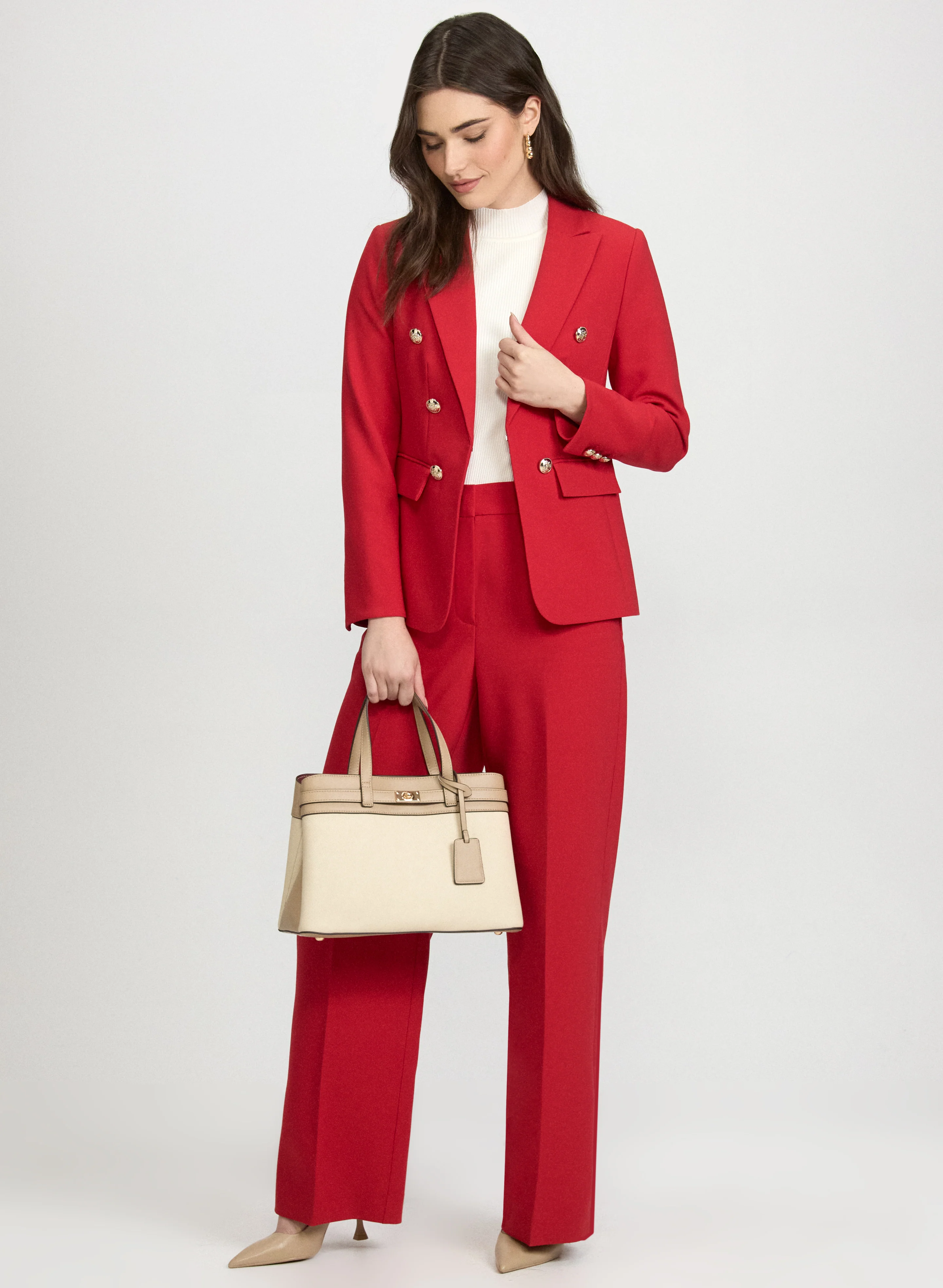Peaked Lapel Blazer & Olivia Wide-Leg Pants