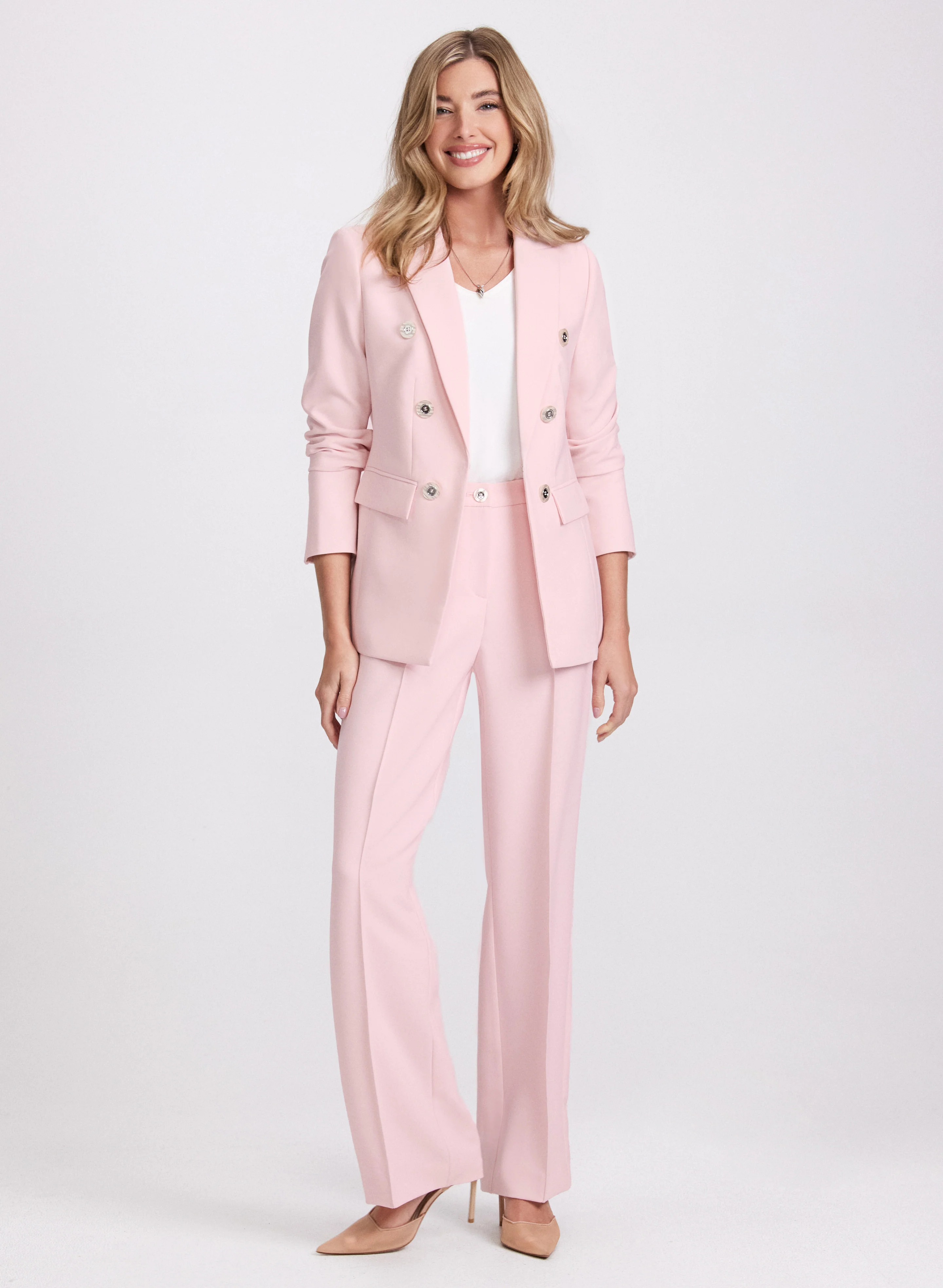 Peaked Lapel Blazer & Olivia Wide-Leg Pants