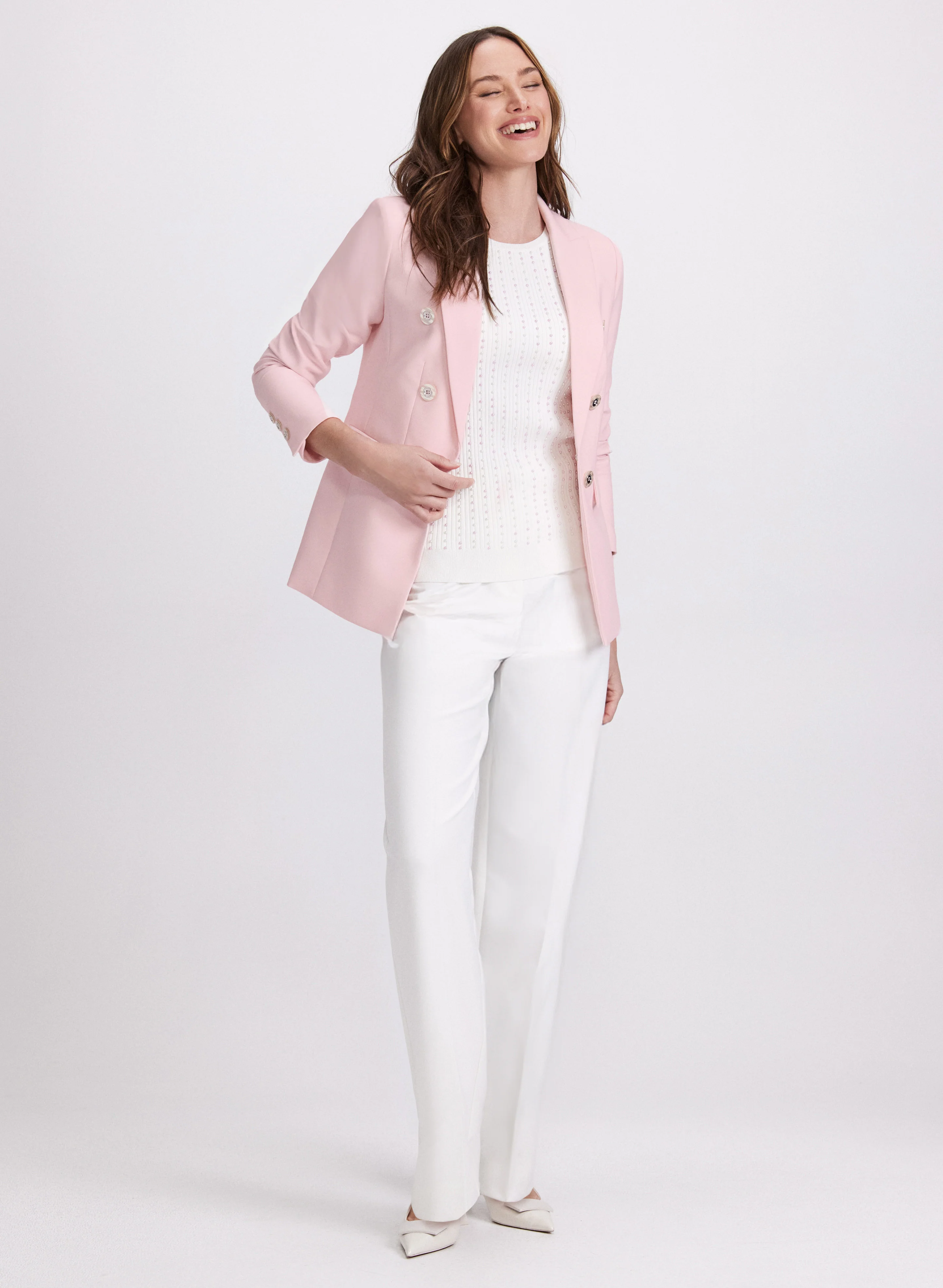 Peaked Lapel Blazer & Olivia Wide-Leg Pants