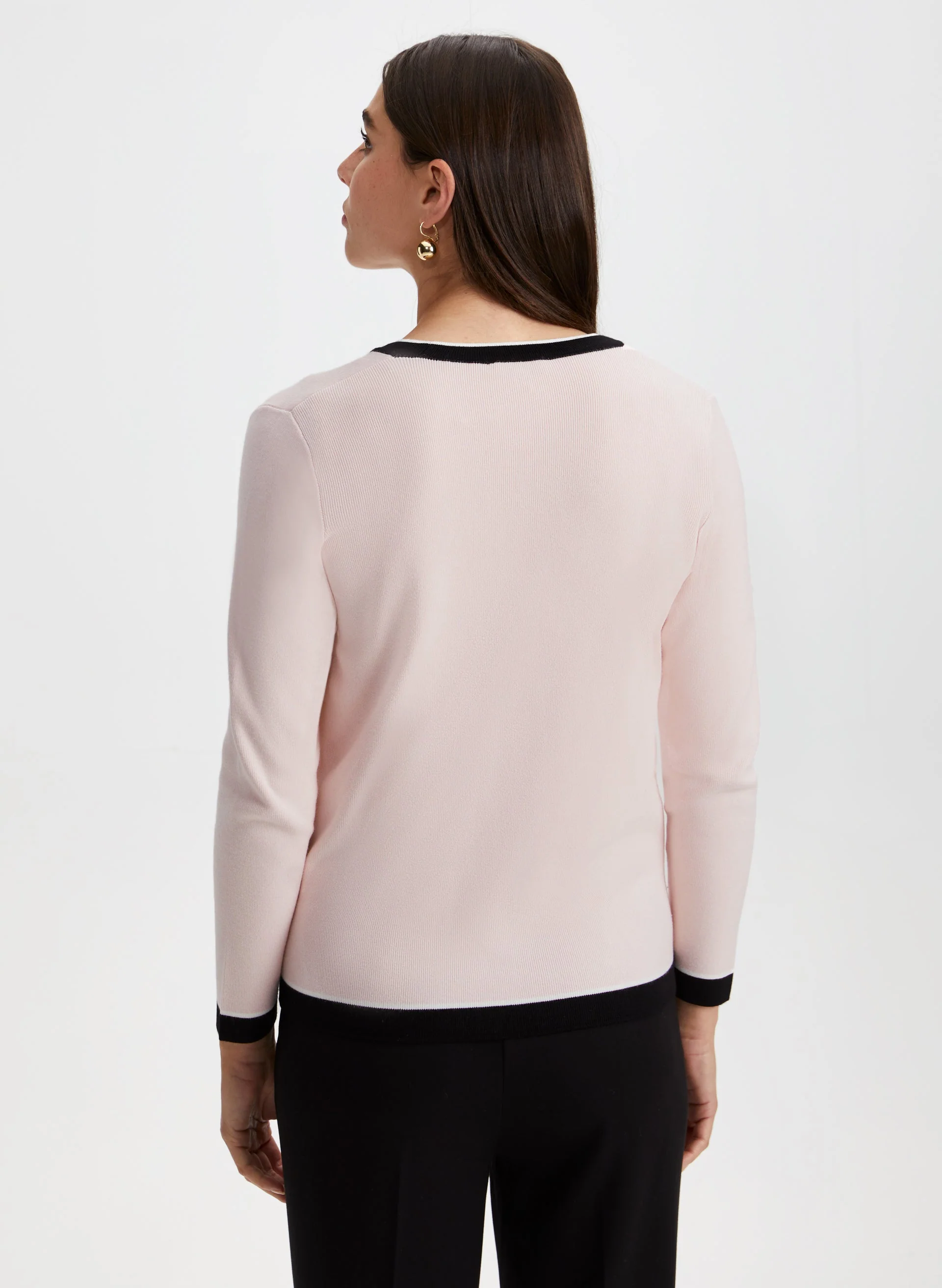 Pearl Button Two-Tone Cardigan - Image 4