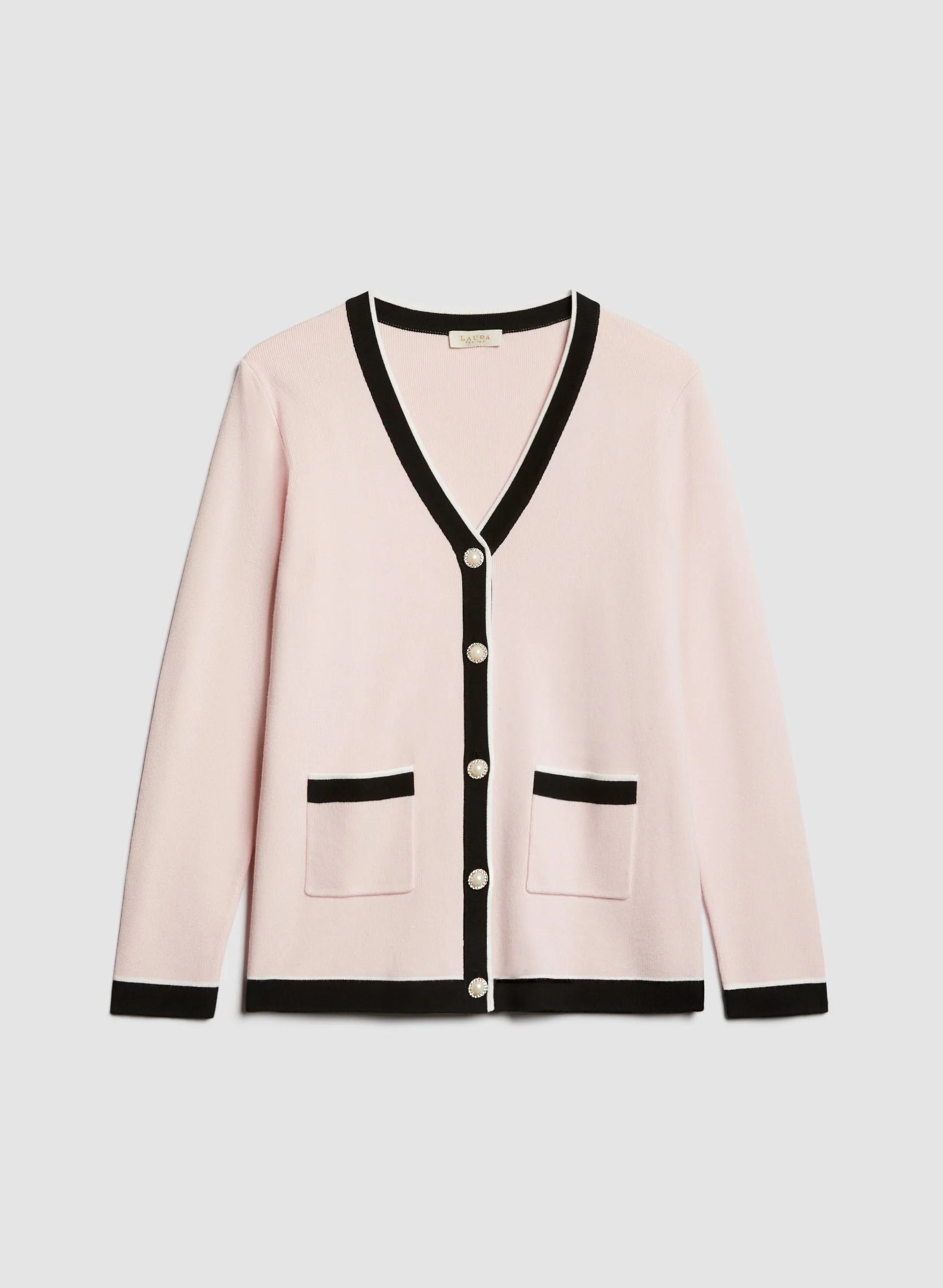 Pearl Button Two-Tone Cardigan - Image 6