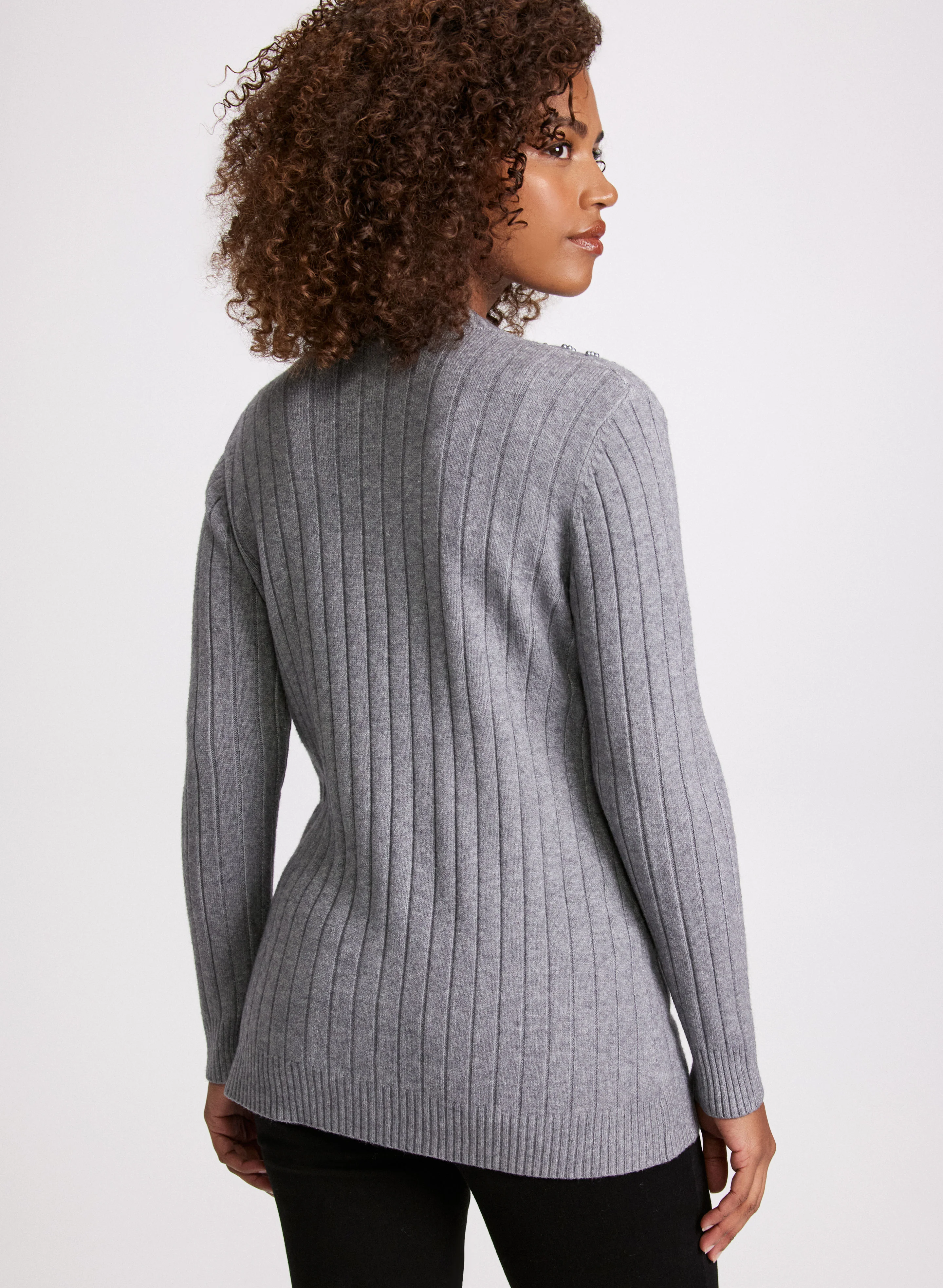 Pearl Embellished Cable Knit Cardigan - Image 4