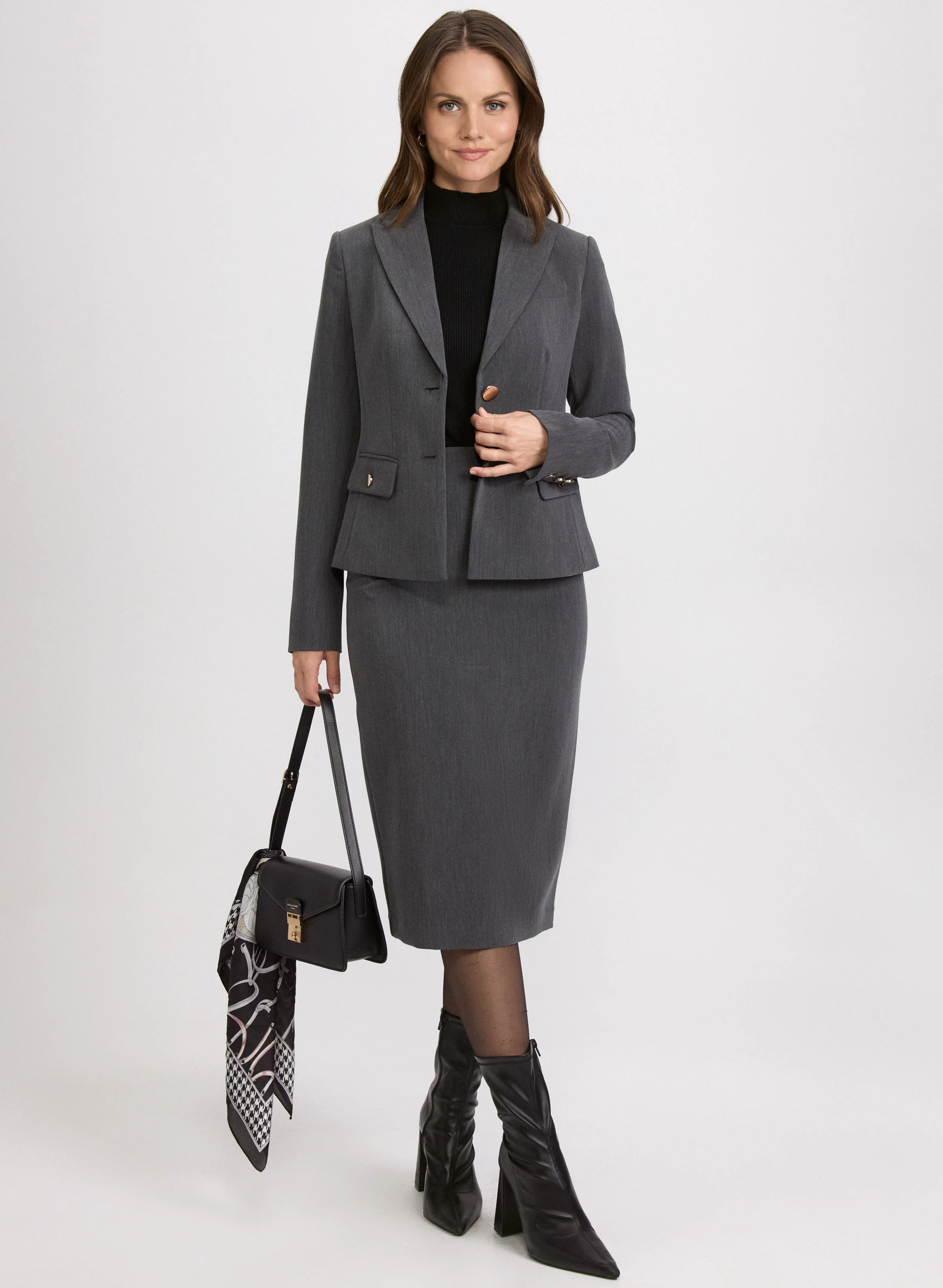 Peplum Back Blazer & Bi-Stretch Pencil Skirt