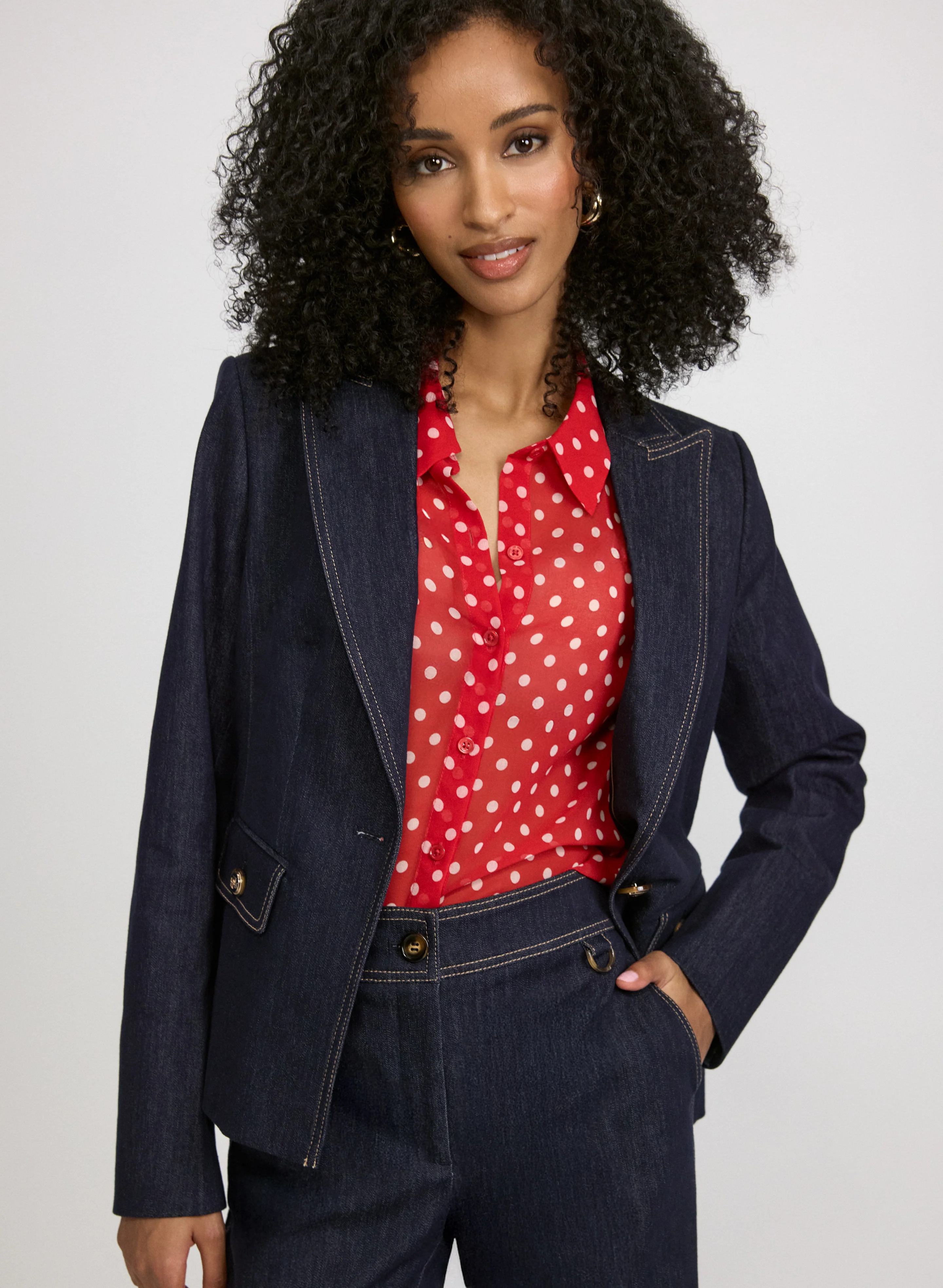 Peplum Detail Denim Blazer