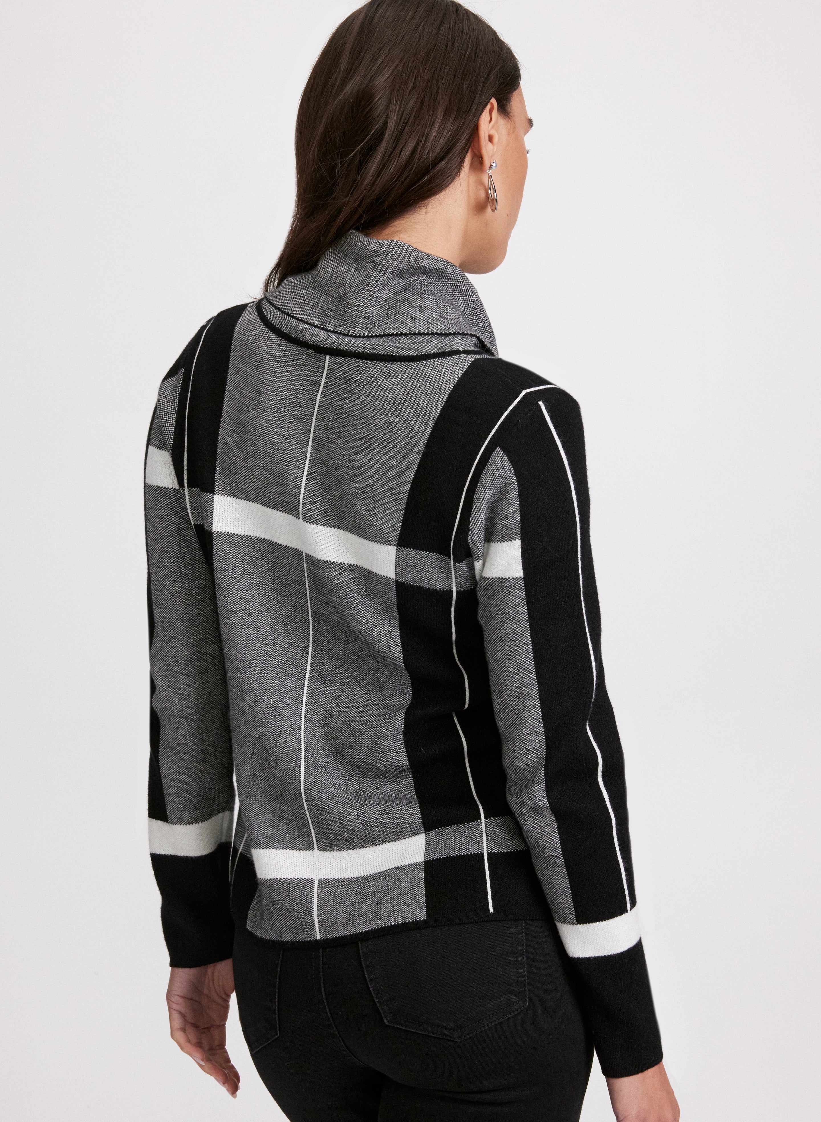 Plaid Cowl Neck Sweater - Image 4