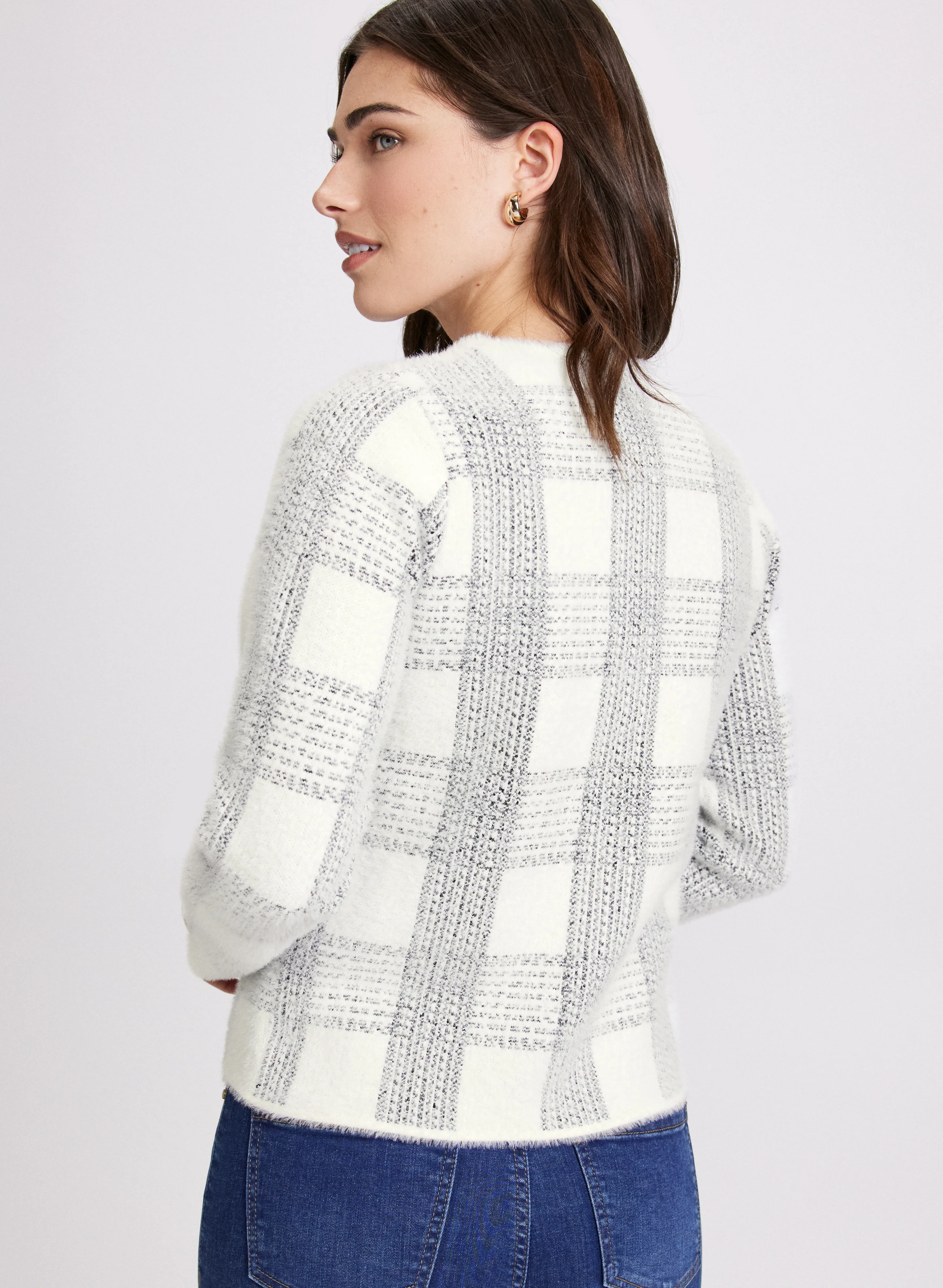 Plaid Knit Cardigan - Image 4