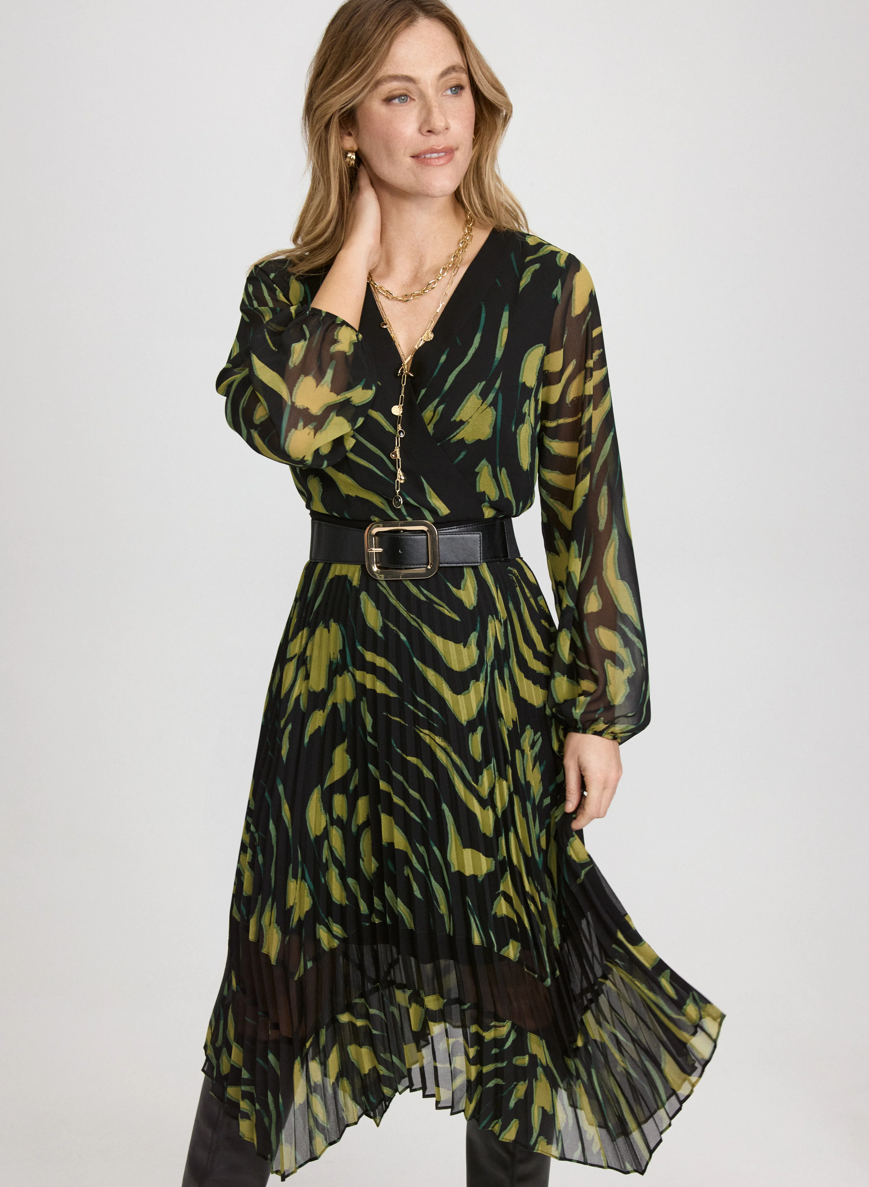 Pleated Chiffon Dress - Image 4