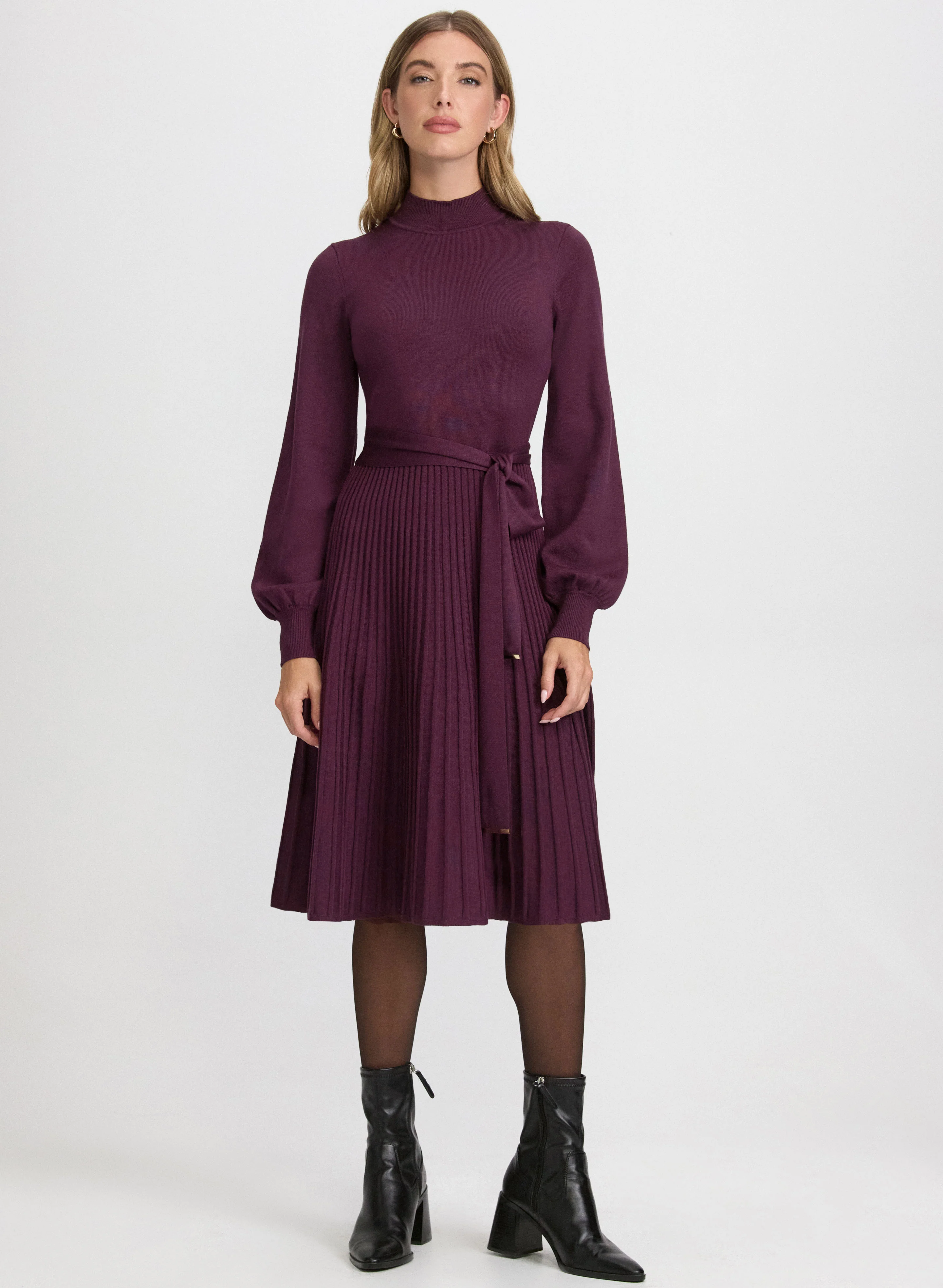 Pleated Sweater Dress