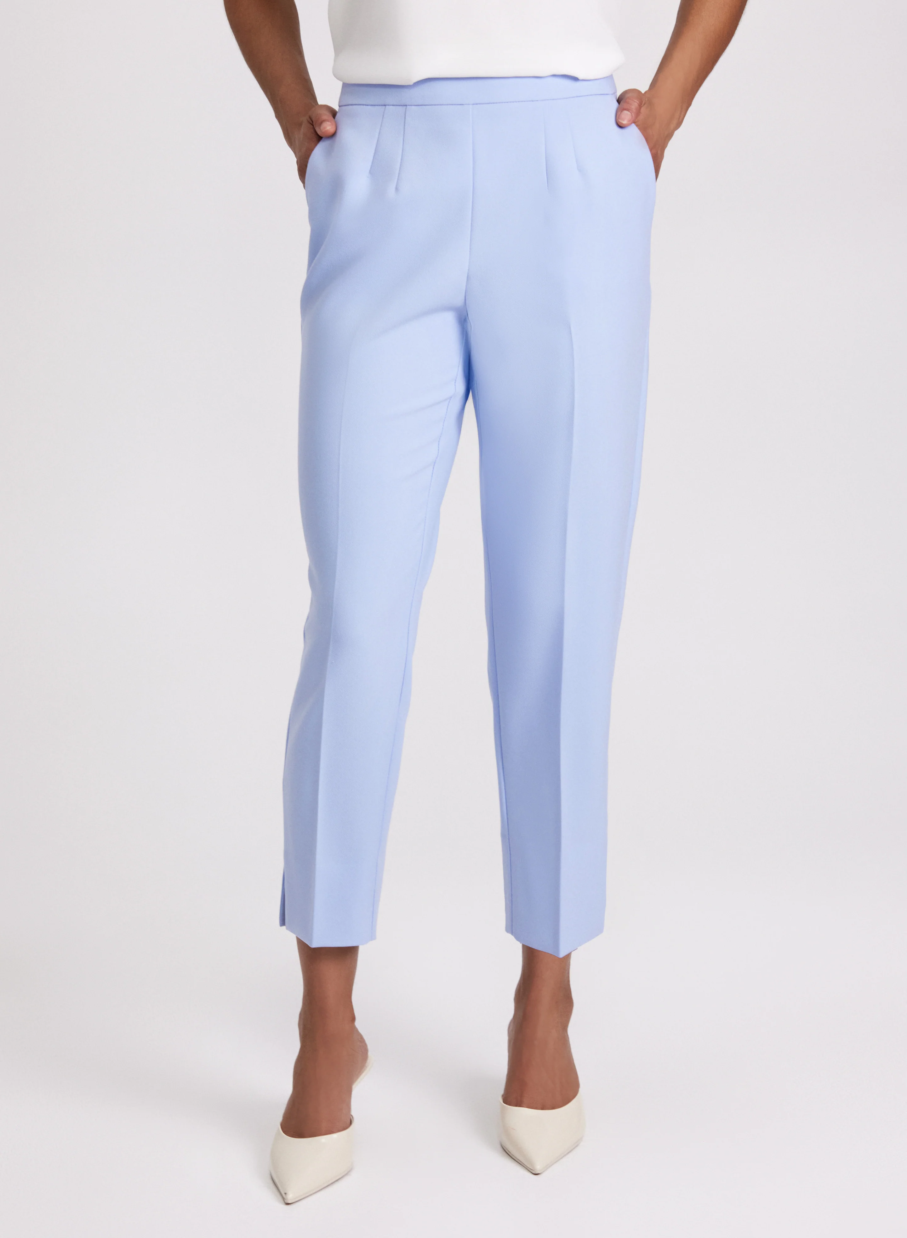 Pleated Slim-Leg Pants