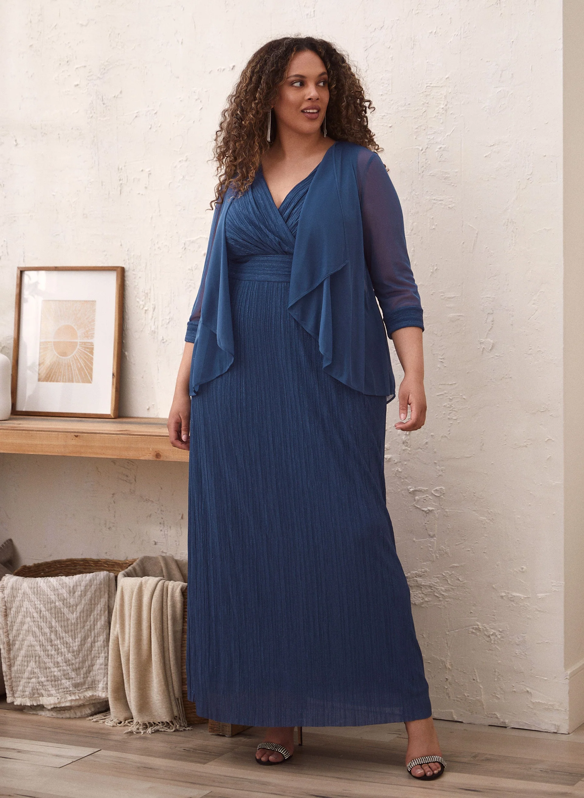 Plissé Dress & Jacket Set