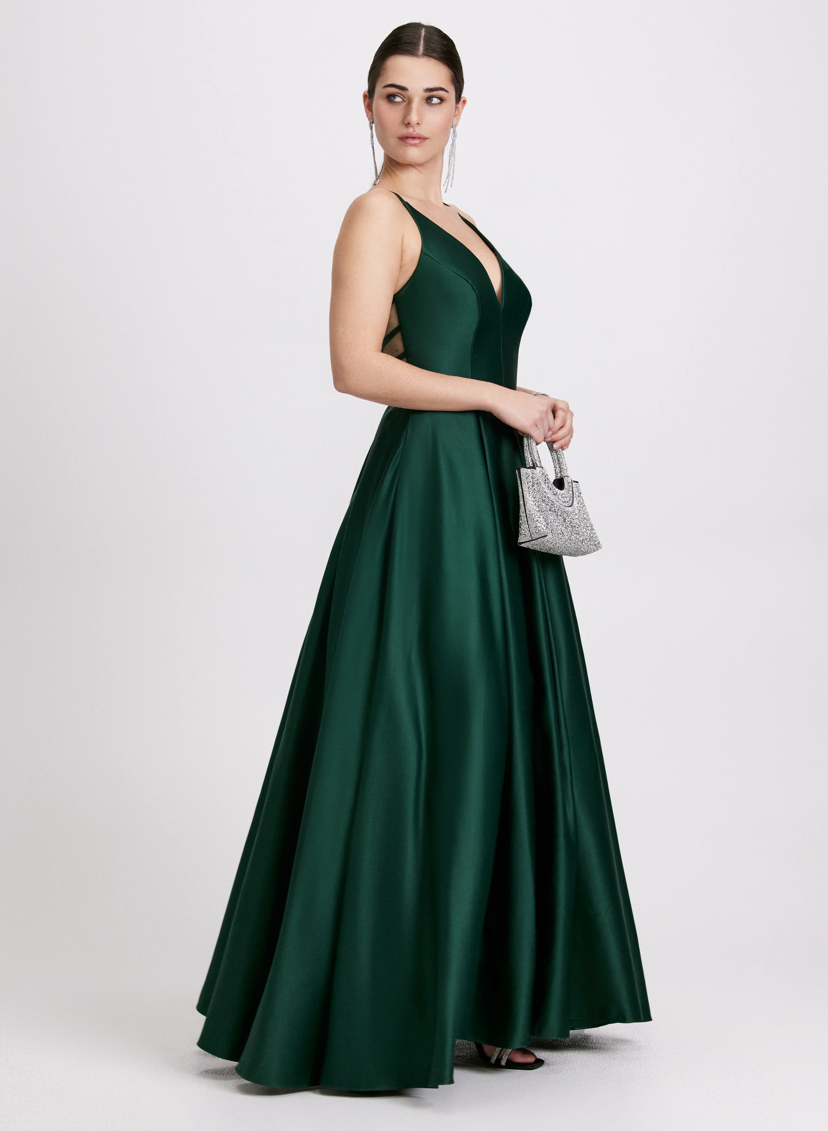 Plunge Neck Ballgown Dress - Image 2