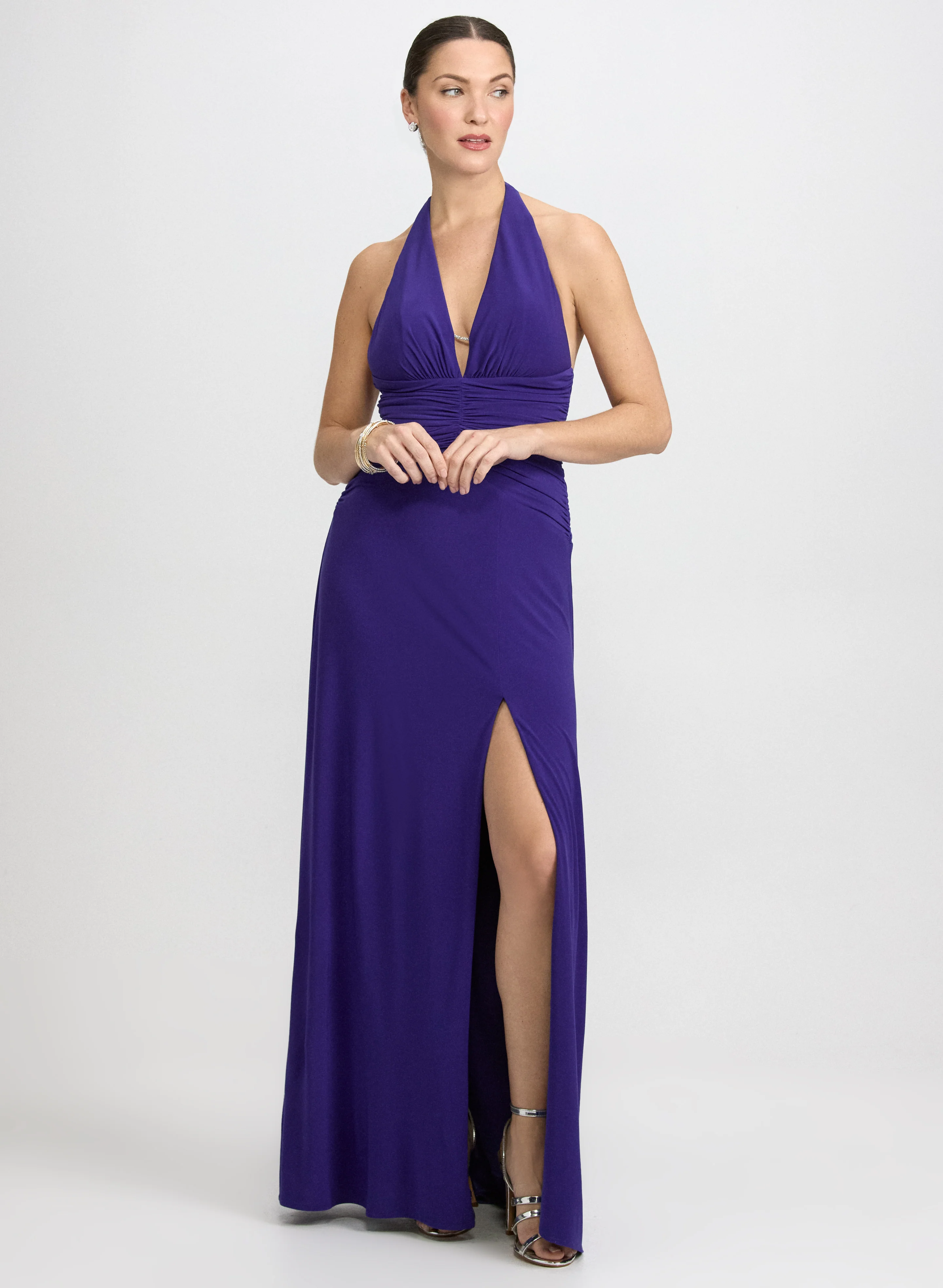 Plunging Halter Neck Dress